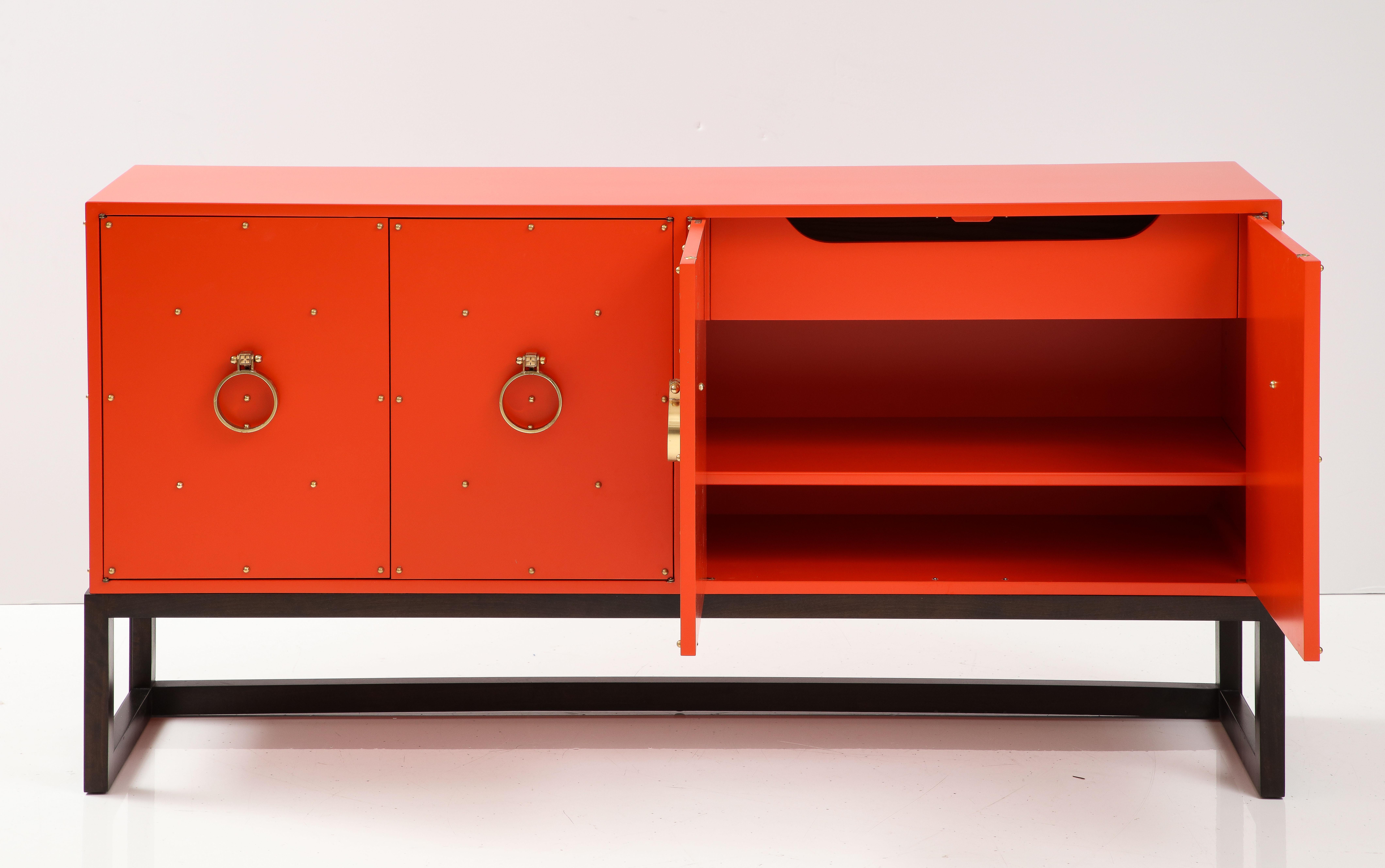 20th Century Tommi Parzinger Poppy Lacquer Credenza For Sale