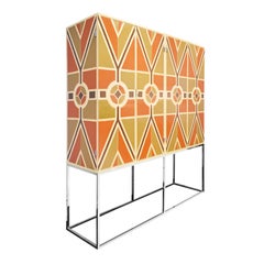 Tommi Parzinger Rare 4 Door Lacquered Cabinet with Chrome Base 1960s 'Signed'