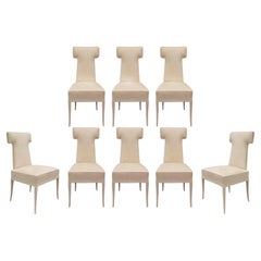 Tommi Parzinger Rare and Elegant Set of 8 T-Back Dining Chairs 1979