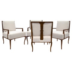 Tommi Parzinger Rare et exquis ensemble de 4 chaises longues années 1950