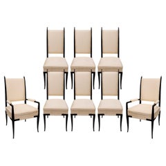 Tommi Parzinger Rare Set of 8 Dining Chairs in Mahogany 1950s