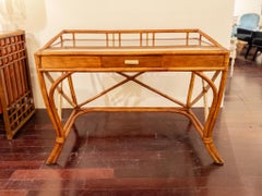 Rattan-Schreibtisch von Tommi Parzinger von Willow and Reed