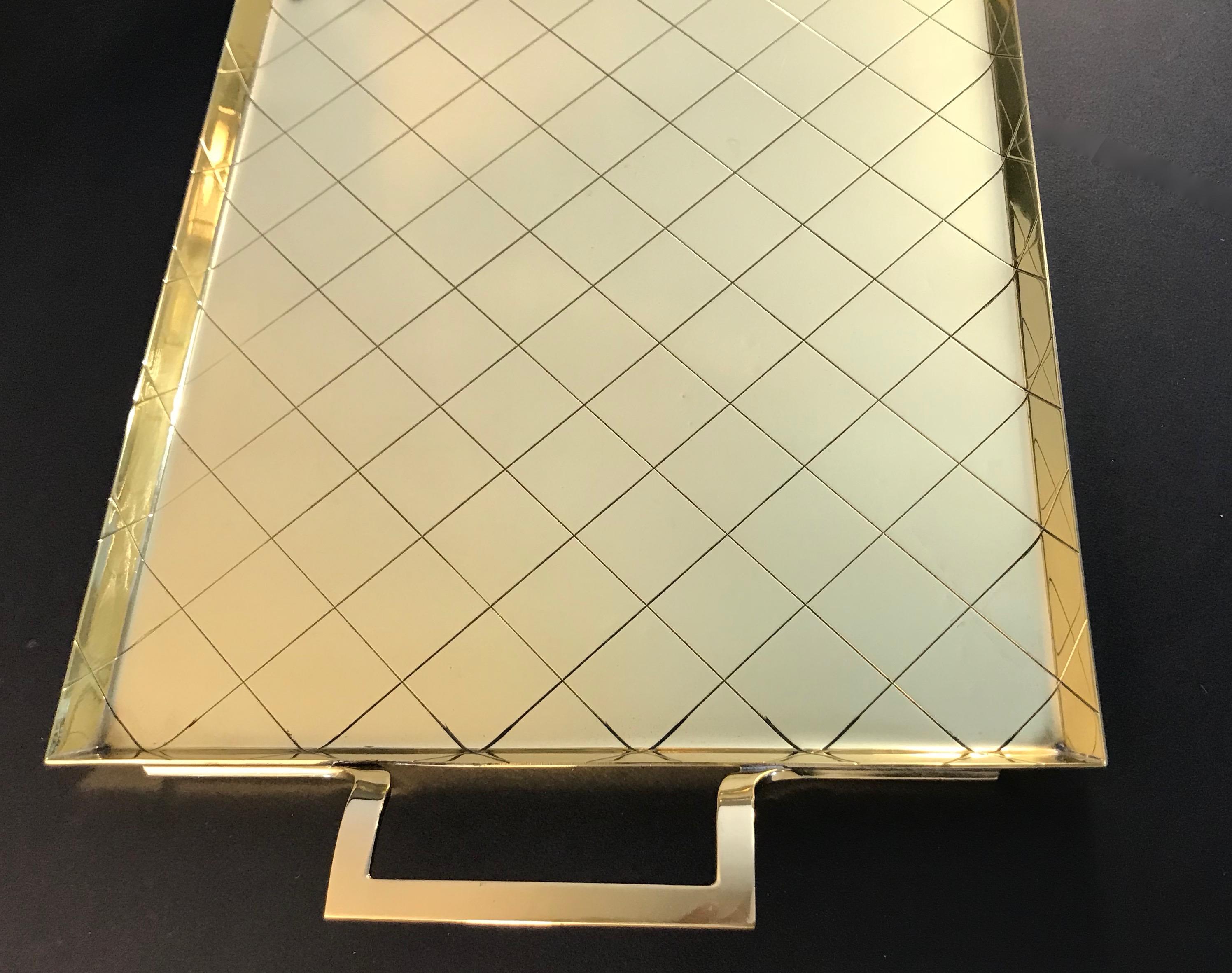 Tommi Parzinger Rectangular Brass Handled Tray for Dorlyn Silversmiths 5