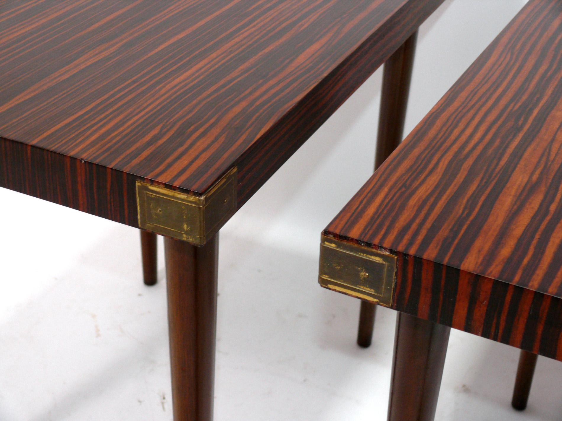 Elegant Pair of Rosewood End Tables, designed by Tommi Parzinger for Charak Modern, American, circa 1950s. They are a versatile size and can be used as end or side tables, or as night stands. 