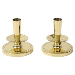 Tommi Parzinger Round Base Brass Candlesticks