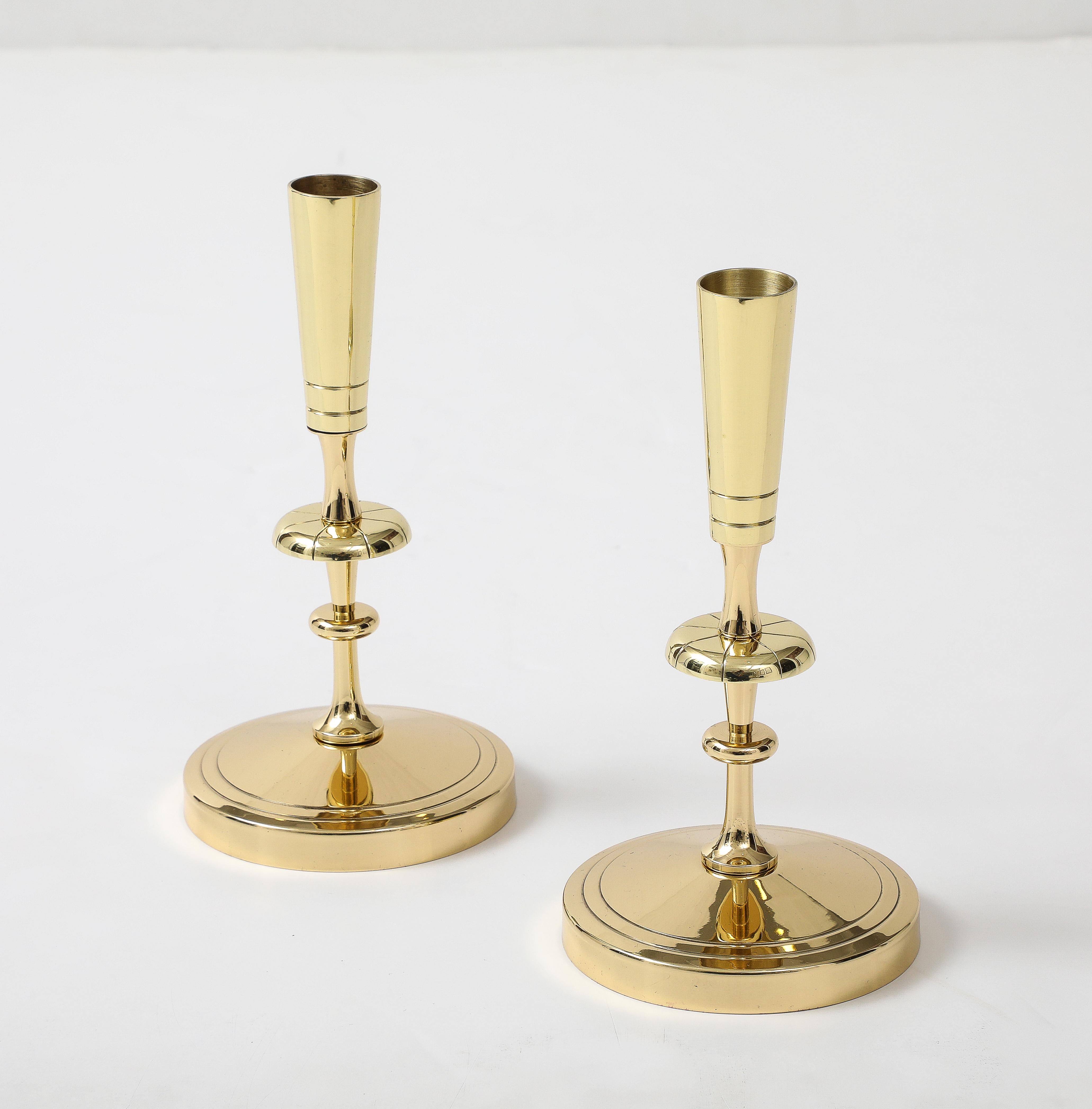 American Classical Tommi Parzinger Round Base Candlesticks For Sale
