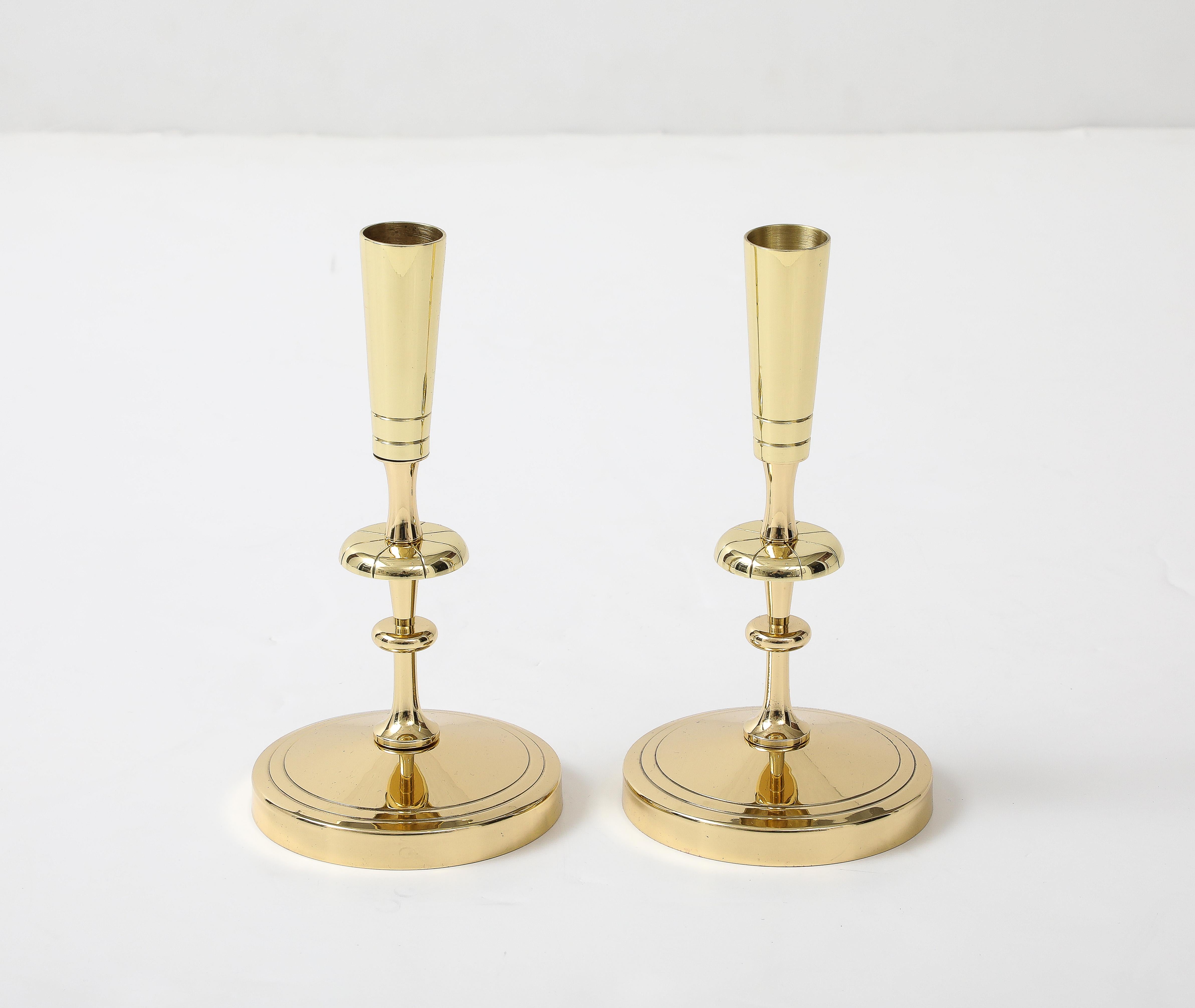 American Tommi Parzinger Round Base Candlesticks For Sale