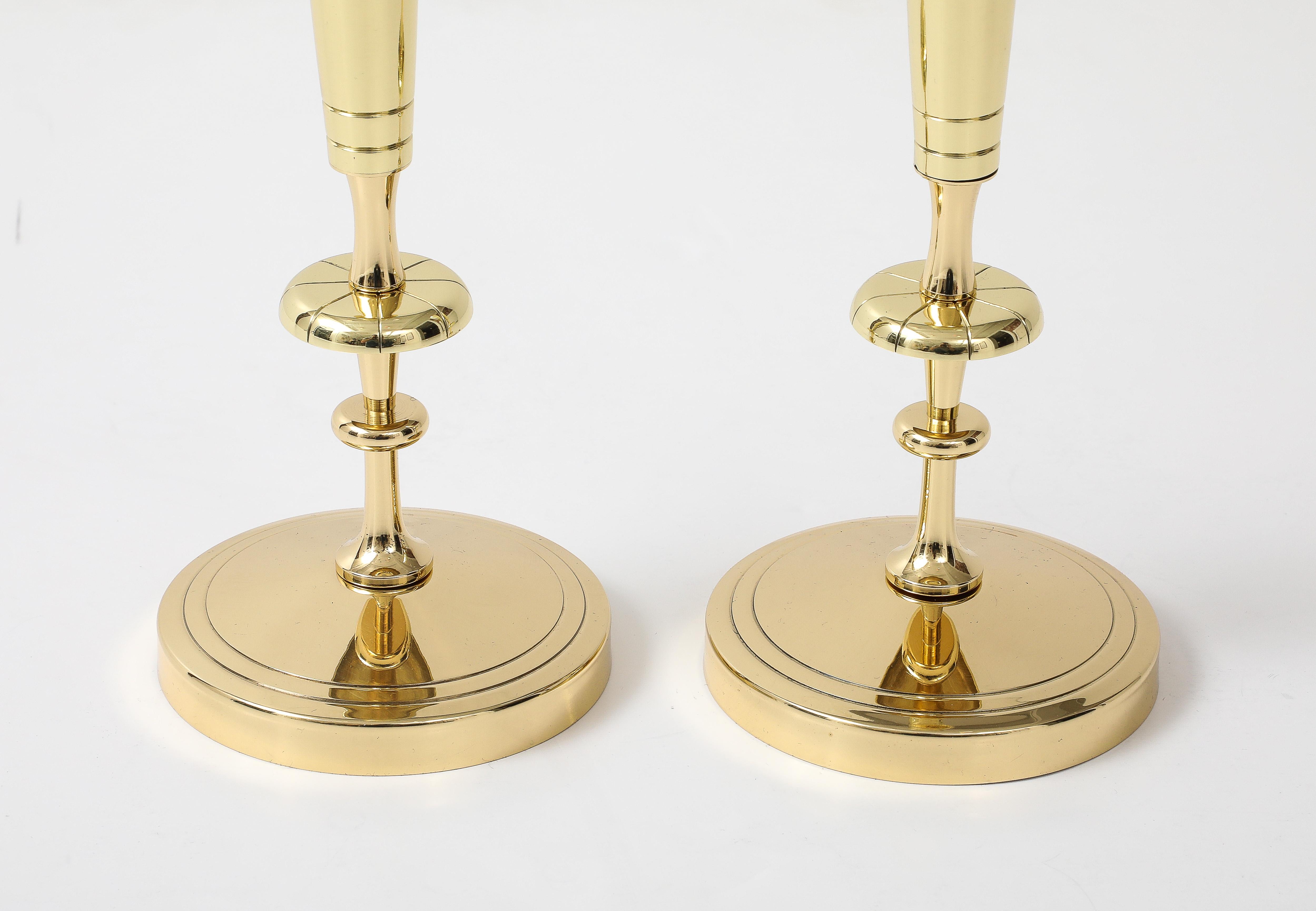 Brass Tommi Parzinger Round Base Candlesticks For Sale