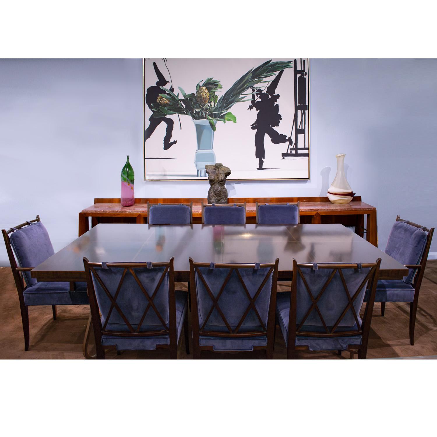 Tommi Parzinger Ensemble de 10 chaises de salle à manger Elegance avec dossiers décoratifs 1950 en vente 1