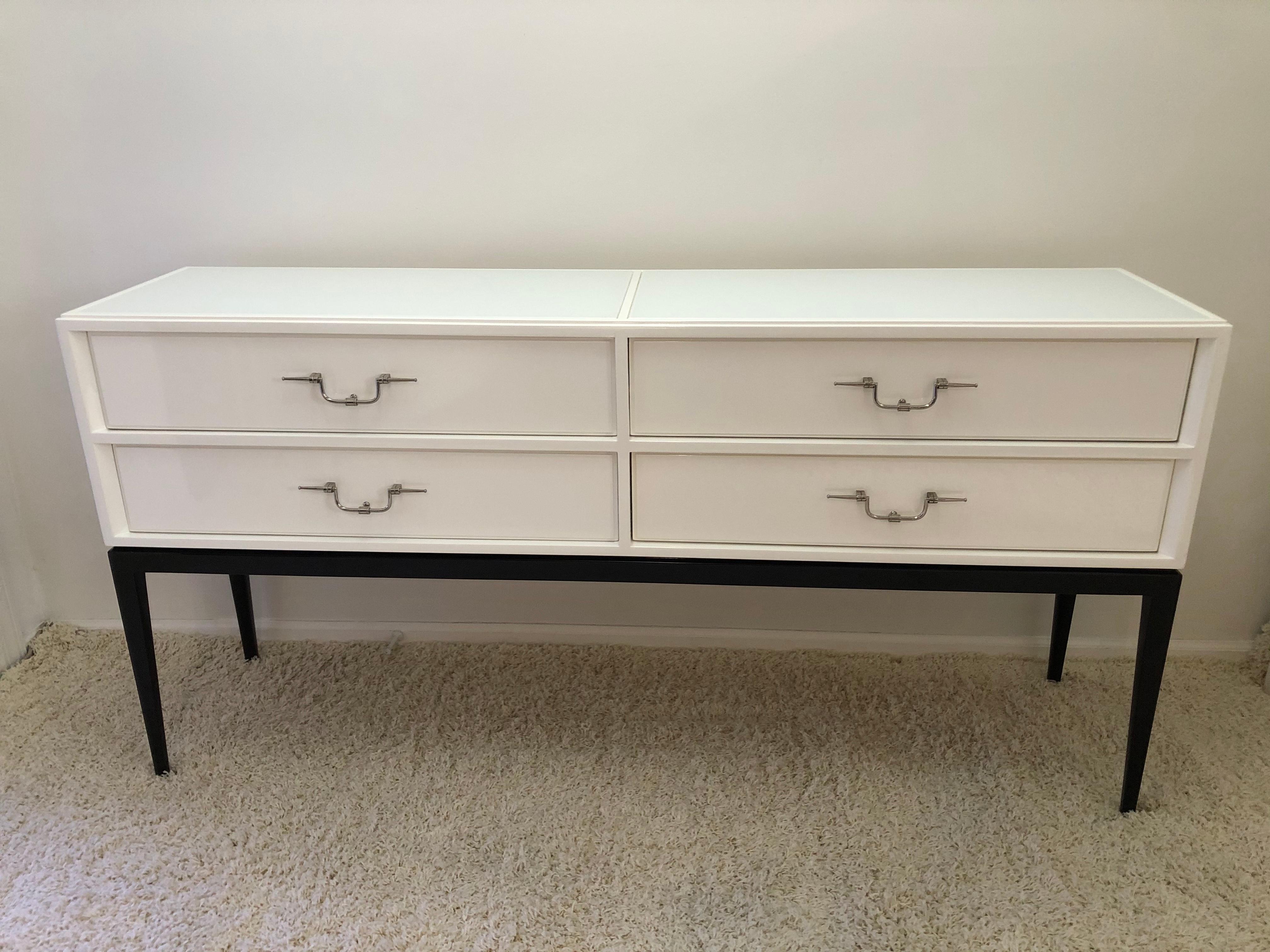Mid-Century Modern Tommi Parzinger Sideboard / Chest White Lacquer