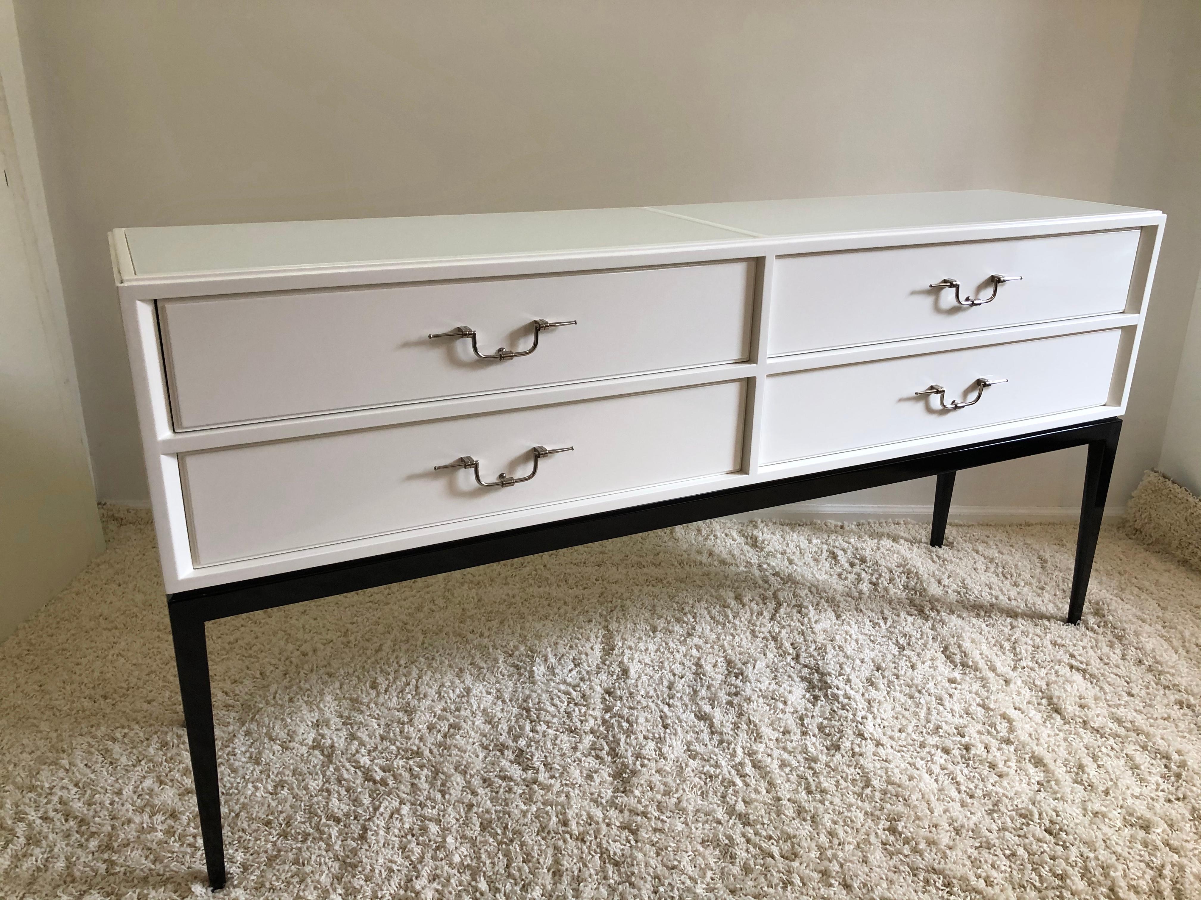 Lacquered Tommi Parzinger Sideboard / Chest White Lacquer