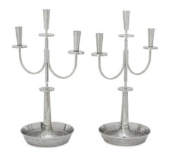 Tommi Parzinger Silver Plate Candelabra, Pair