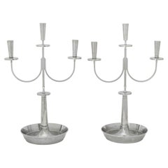 Tommi Parzinger Candelabro con placa de plata, Pareja
