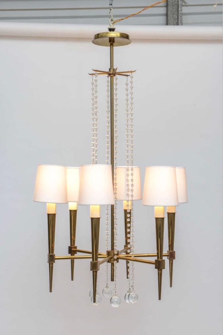 American Tommi Parzinger Six-Arm Chandelier For Sale