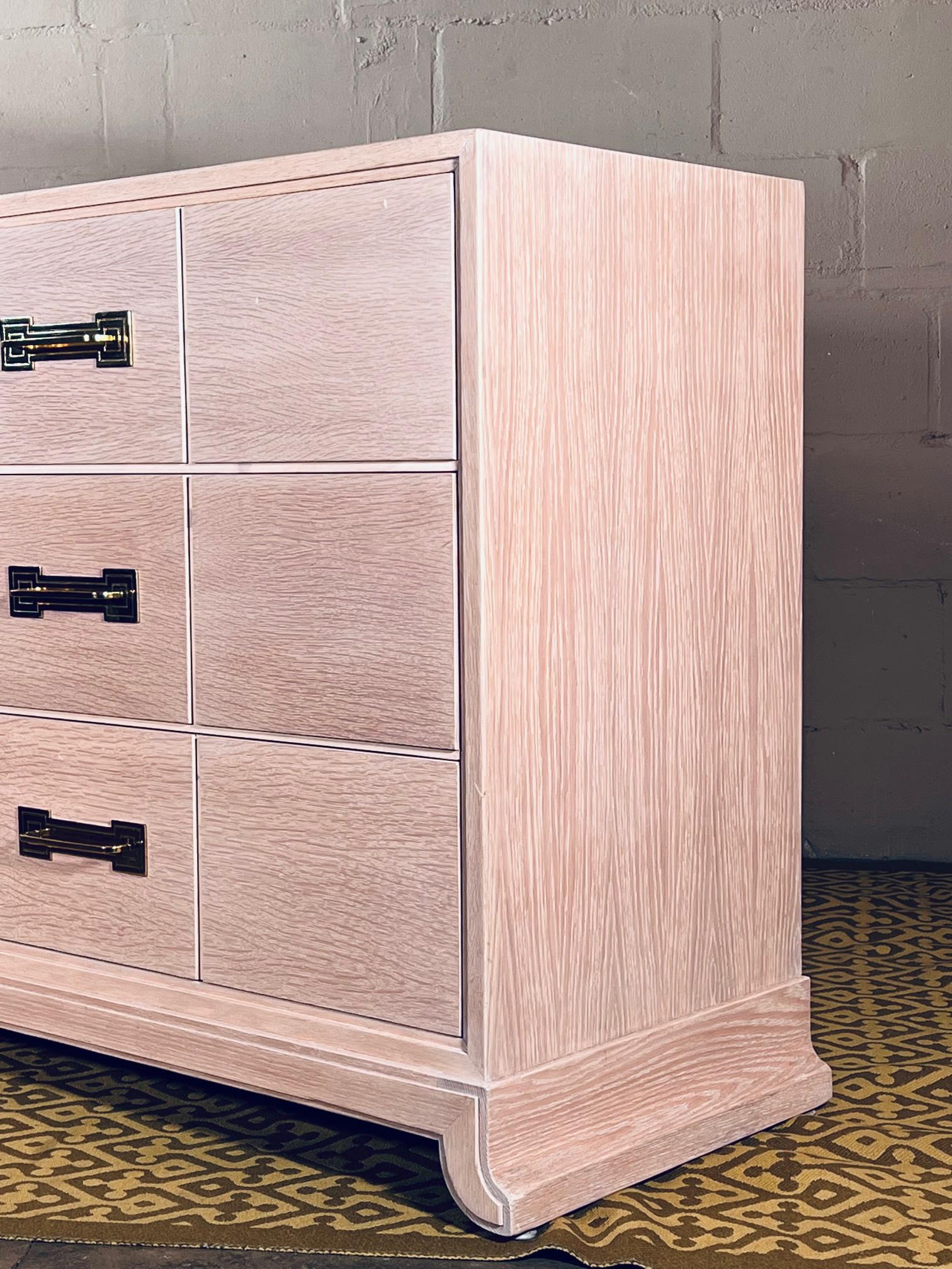 Tommi Parzinger Six Drawer Dresser in Pickled Oak For Sale 2
