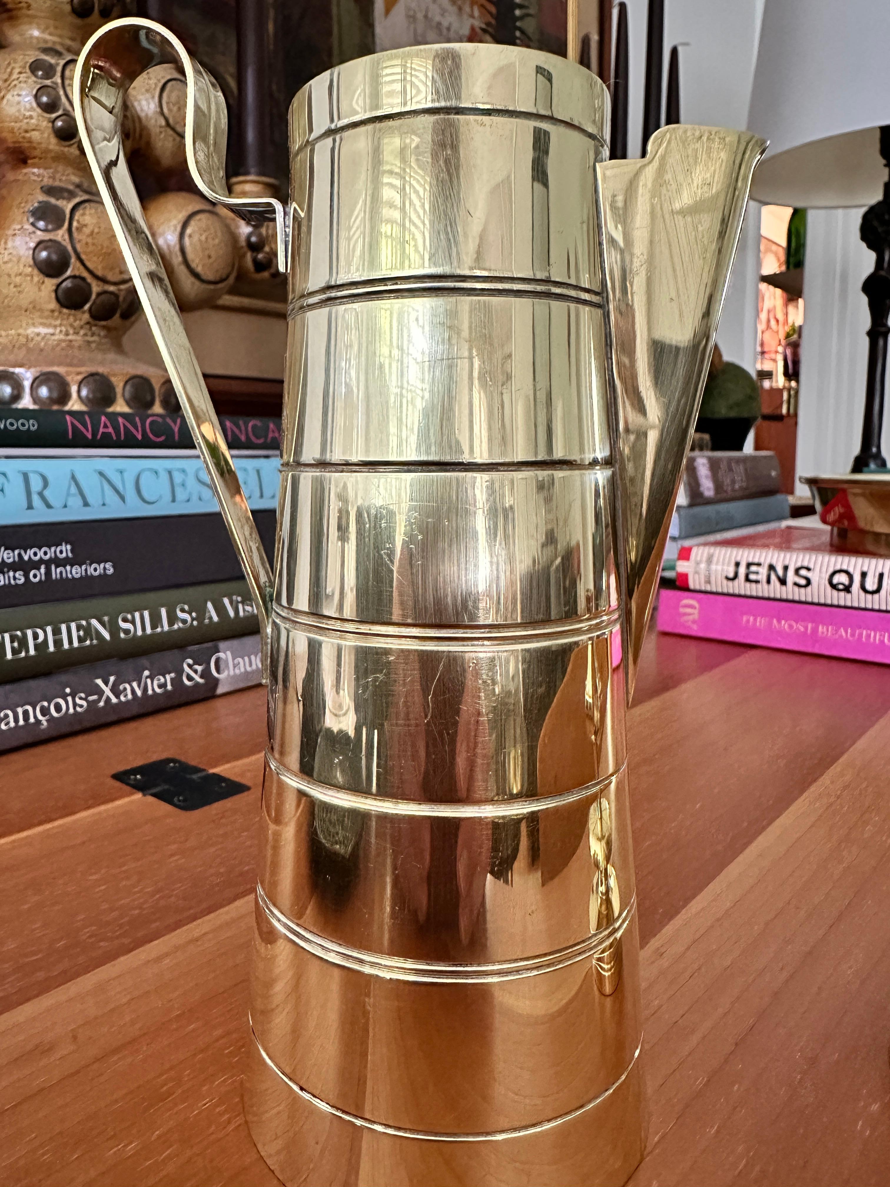 Tommi Parzinger Solid Brass Pitcher For Dorlyn Silversmiths For Sale 4