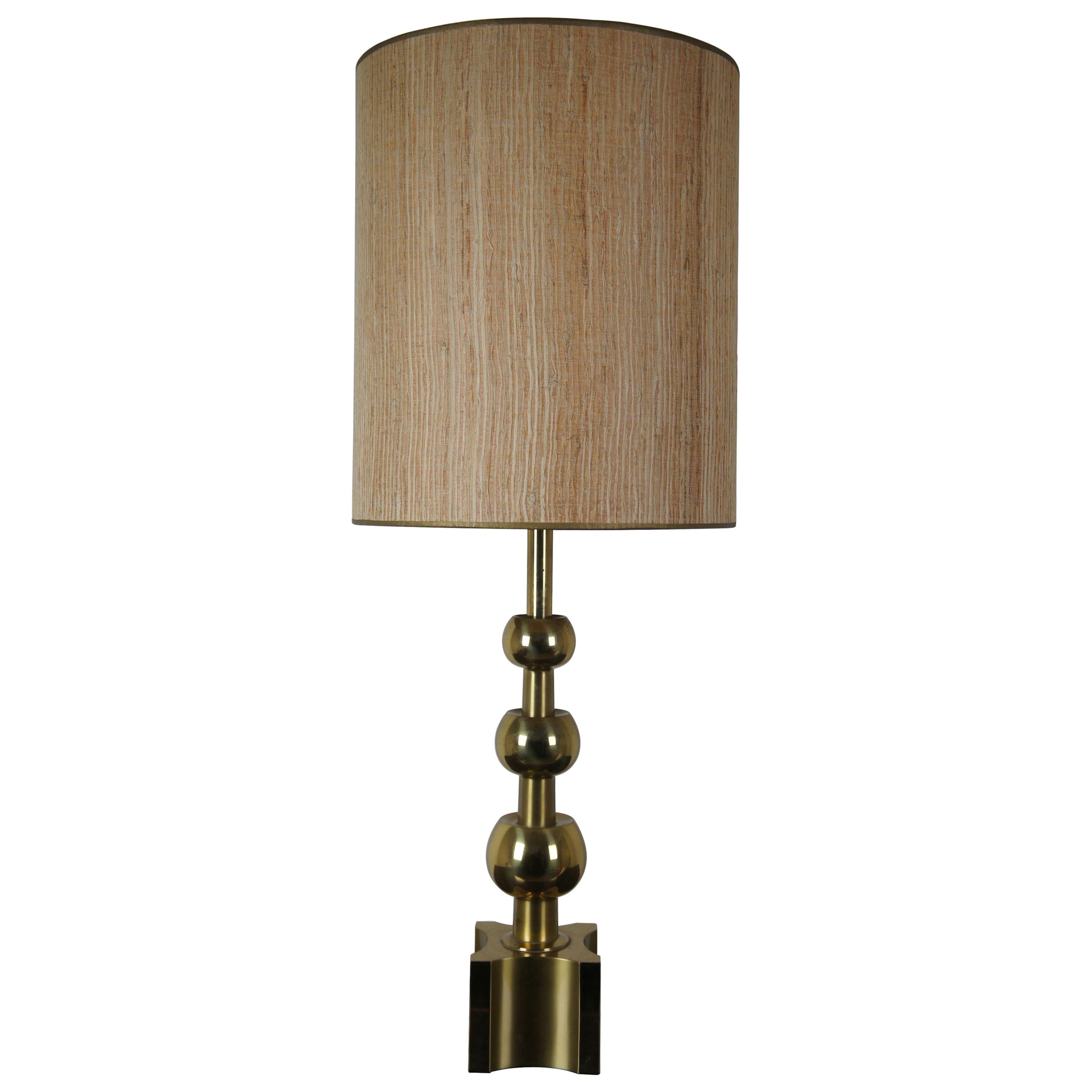 Tommi Parzinger Stiffel Mid-Century Modern Brass Stacked Balls Gold Table Lamp