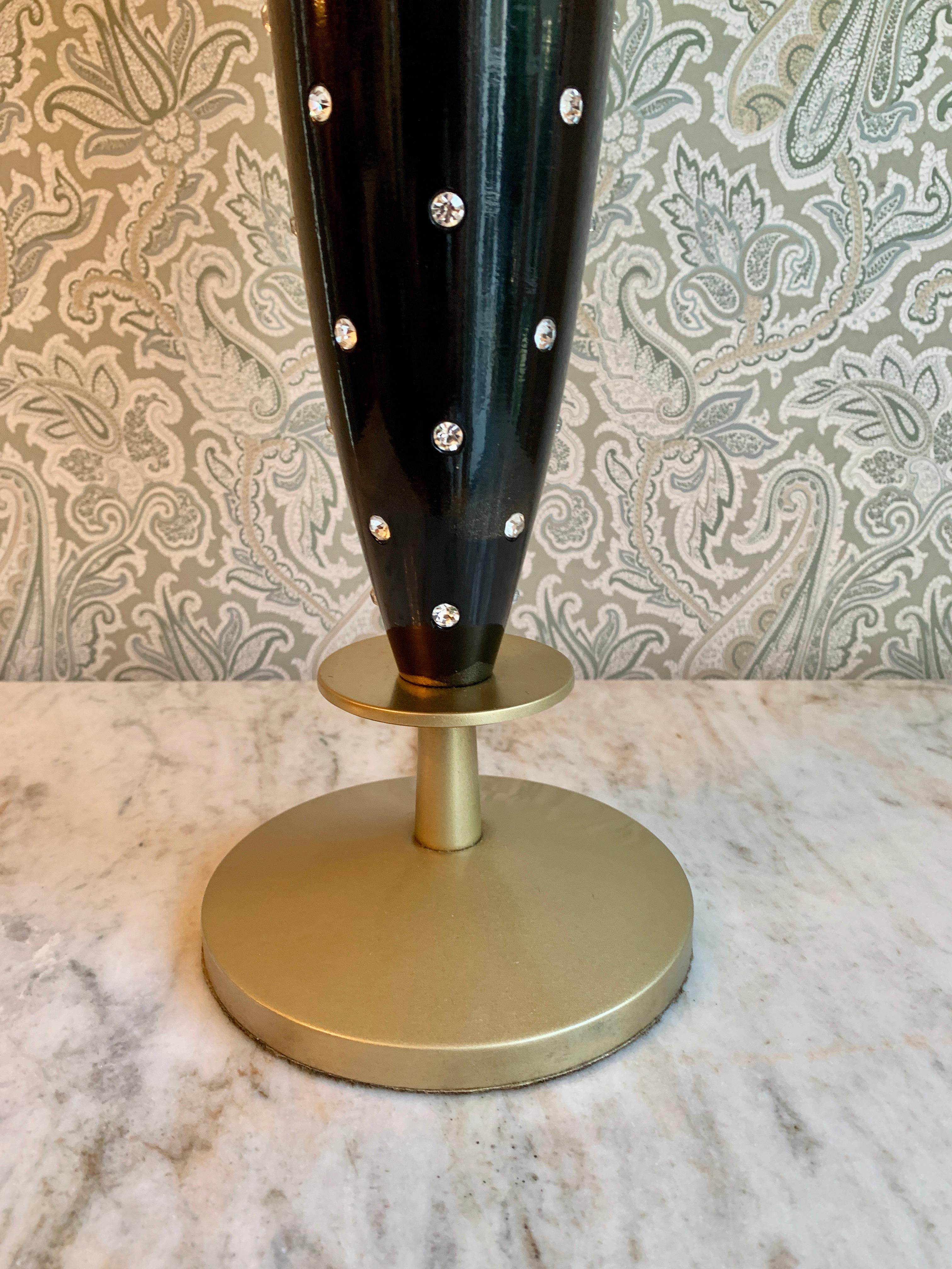 Mid-Century Modern Tommi Parzinger Studded Lamp with Silk Shade For Sale