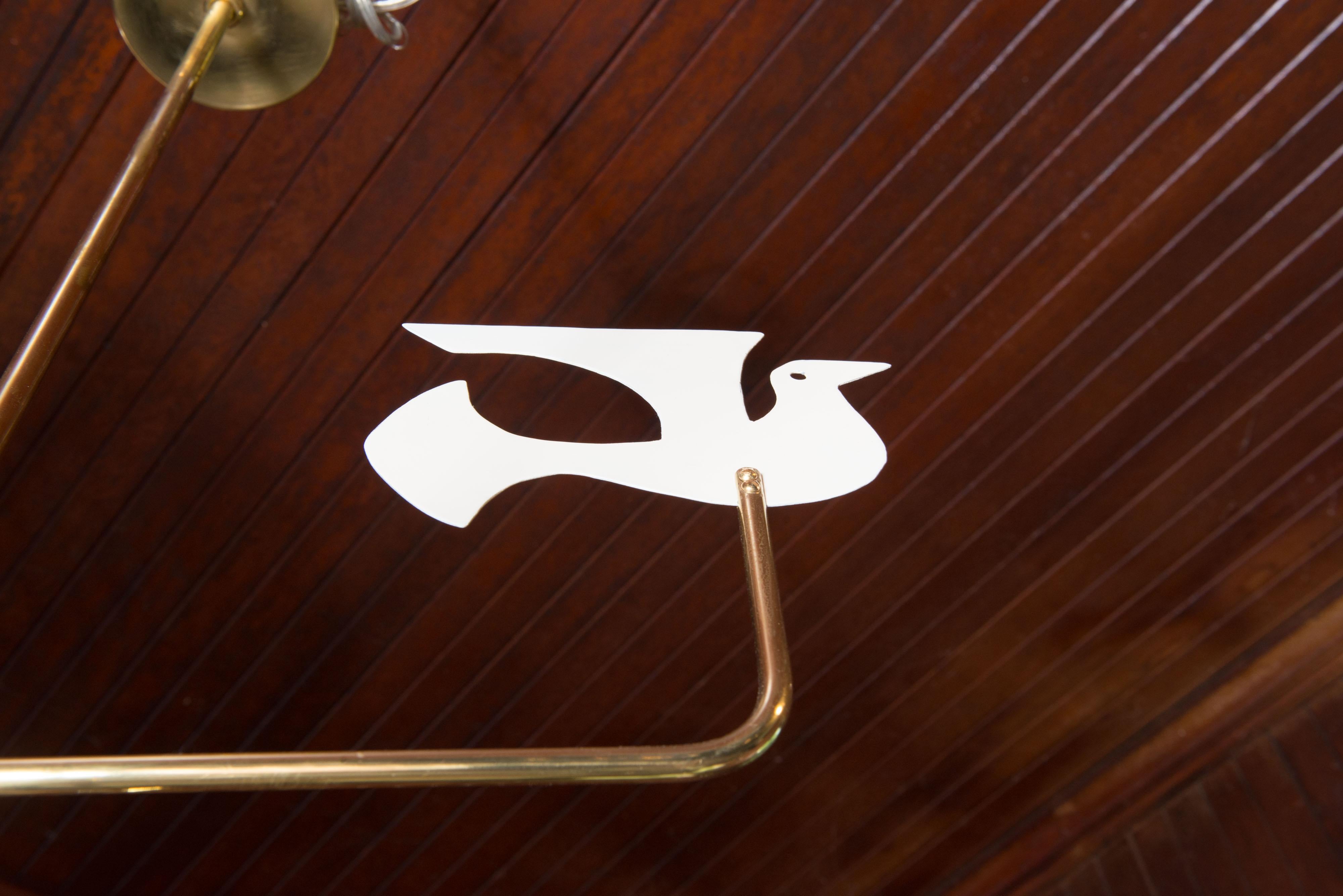 Tommi Parzinger style Brass & Aluminum Bird Uplight Chandelier 3