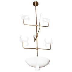 Tommi Parzinger style Brass & Aluminum Bird Uplight Chandelier