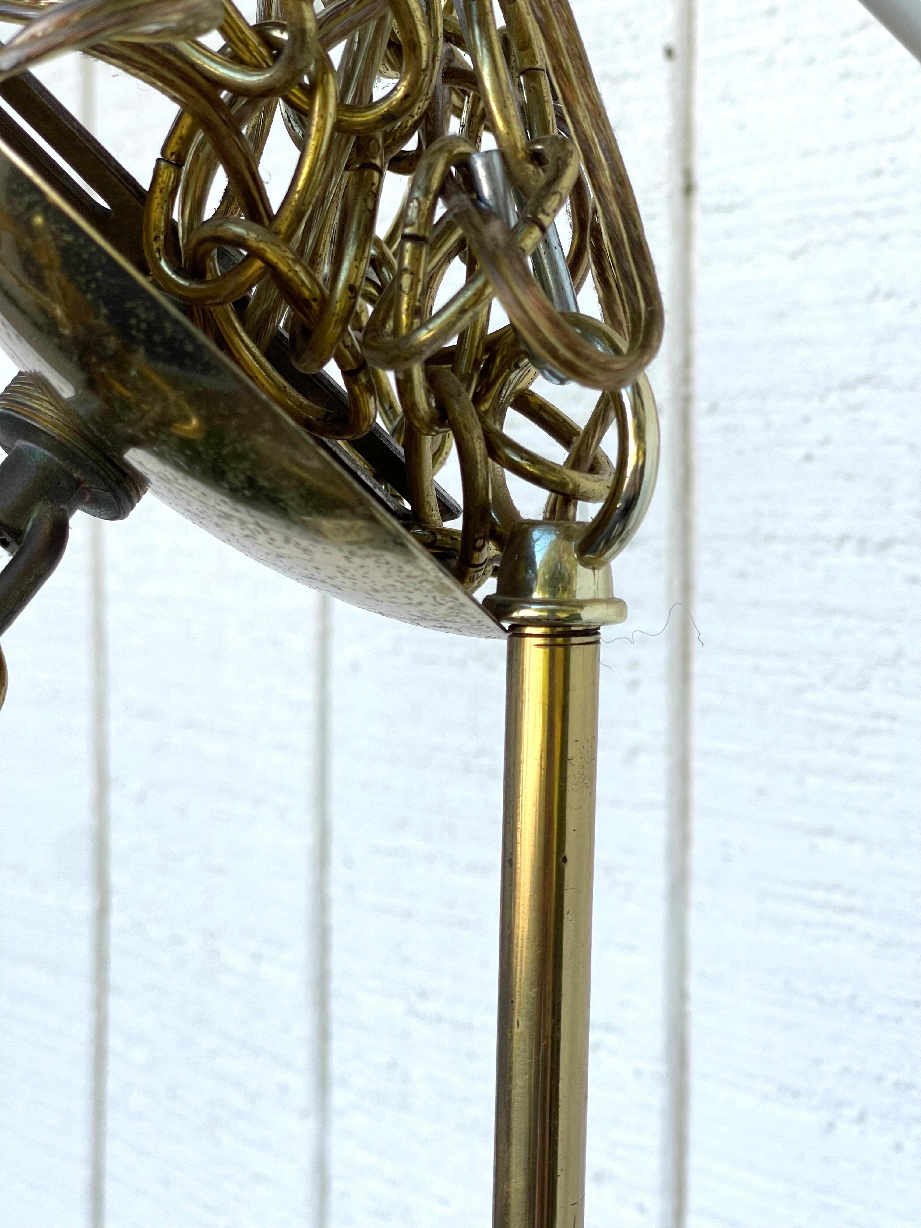 Tommi Parzinger Style Brass and Lucite Chandelier For Sale 9