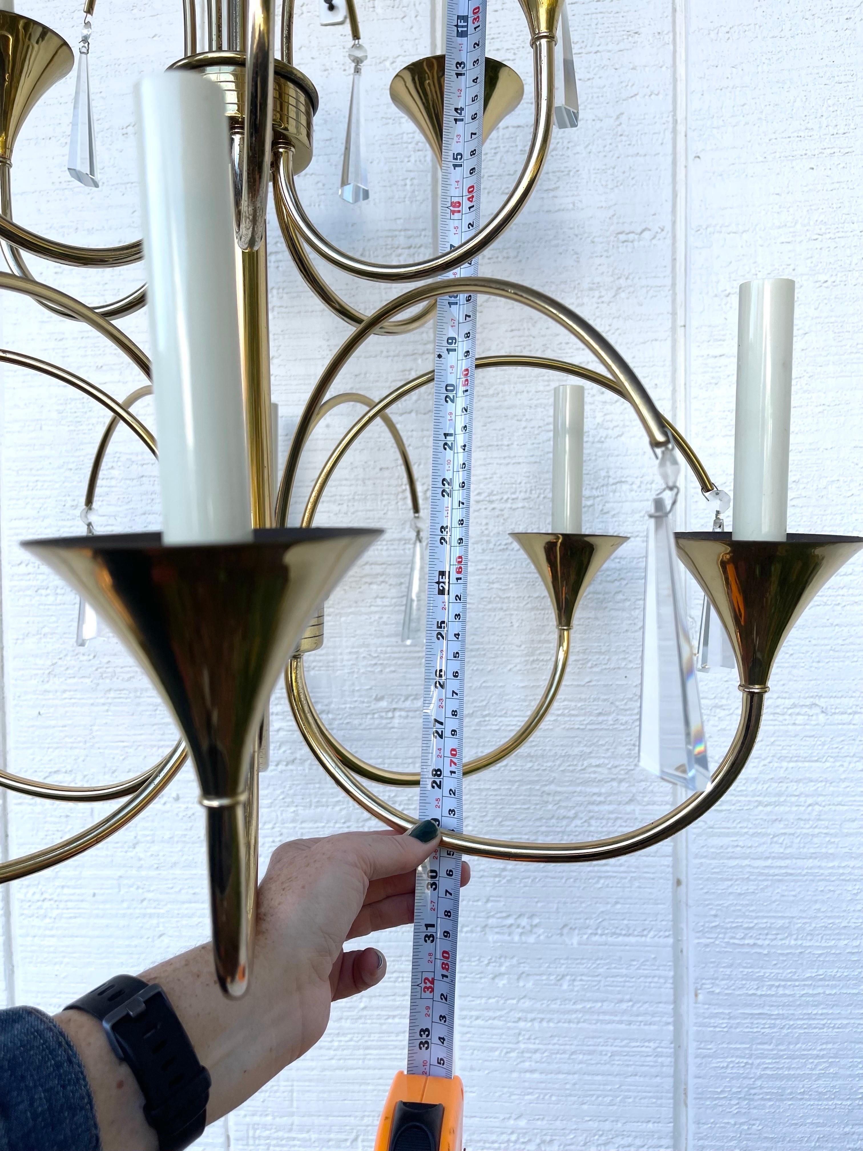 Tommi Parzinger Style Brass and Lucite Chandelier For Sale 10