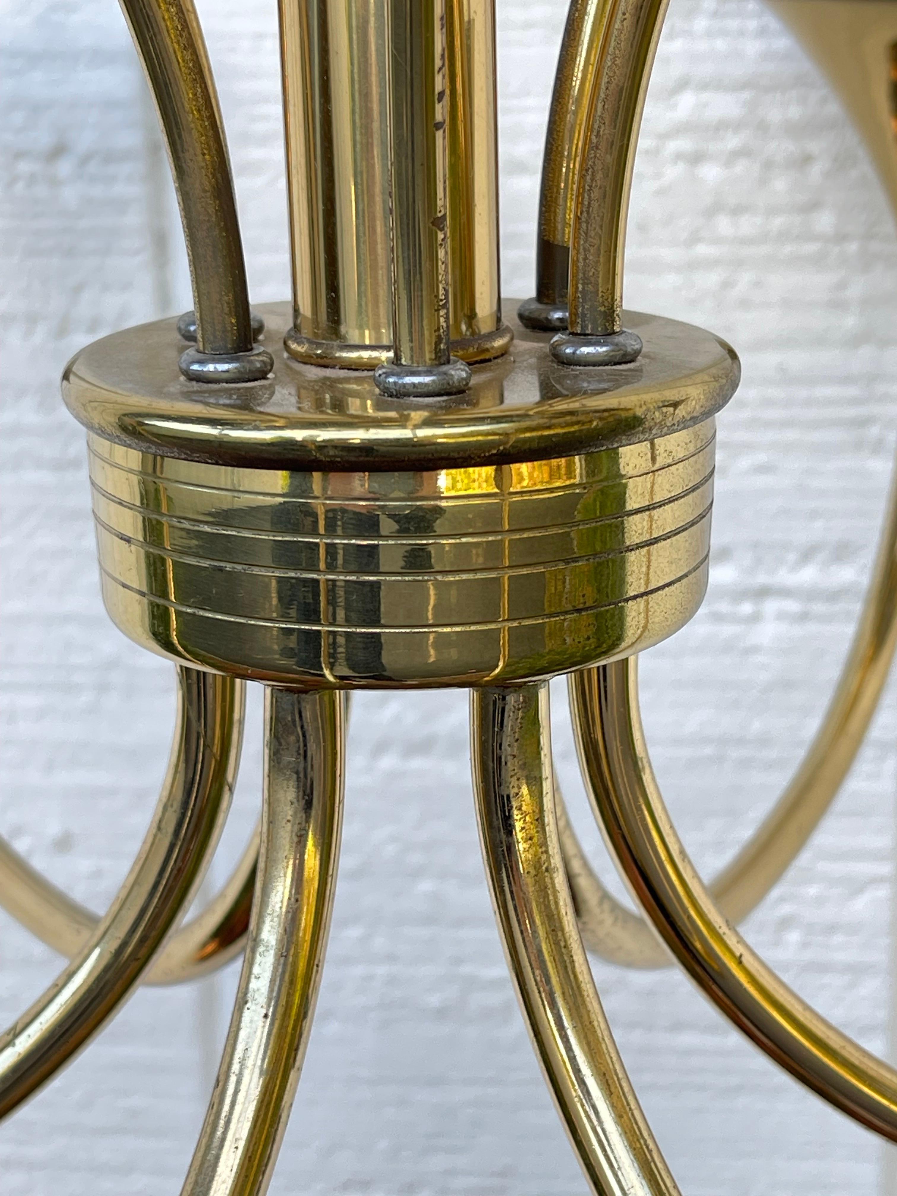 Tommi Parzinger Style Brass and Lucite Chandelier For Sale 2