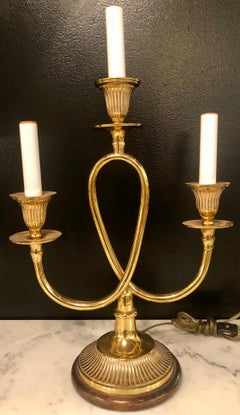 Tommi Parzinger Style Brass Candelabra Lamp, Taking Three Lights