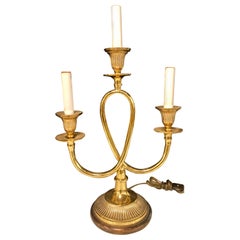 Tommi Parzinger Style Brass Candelabra Lamp, Taking Three Lights