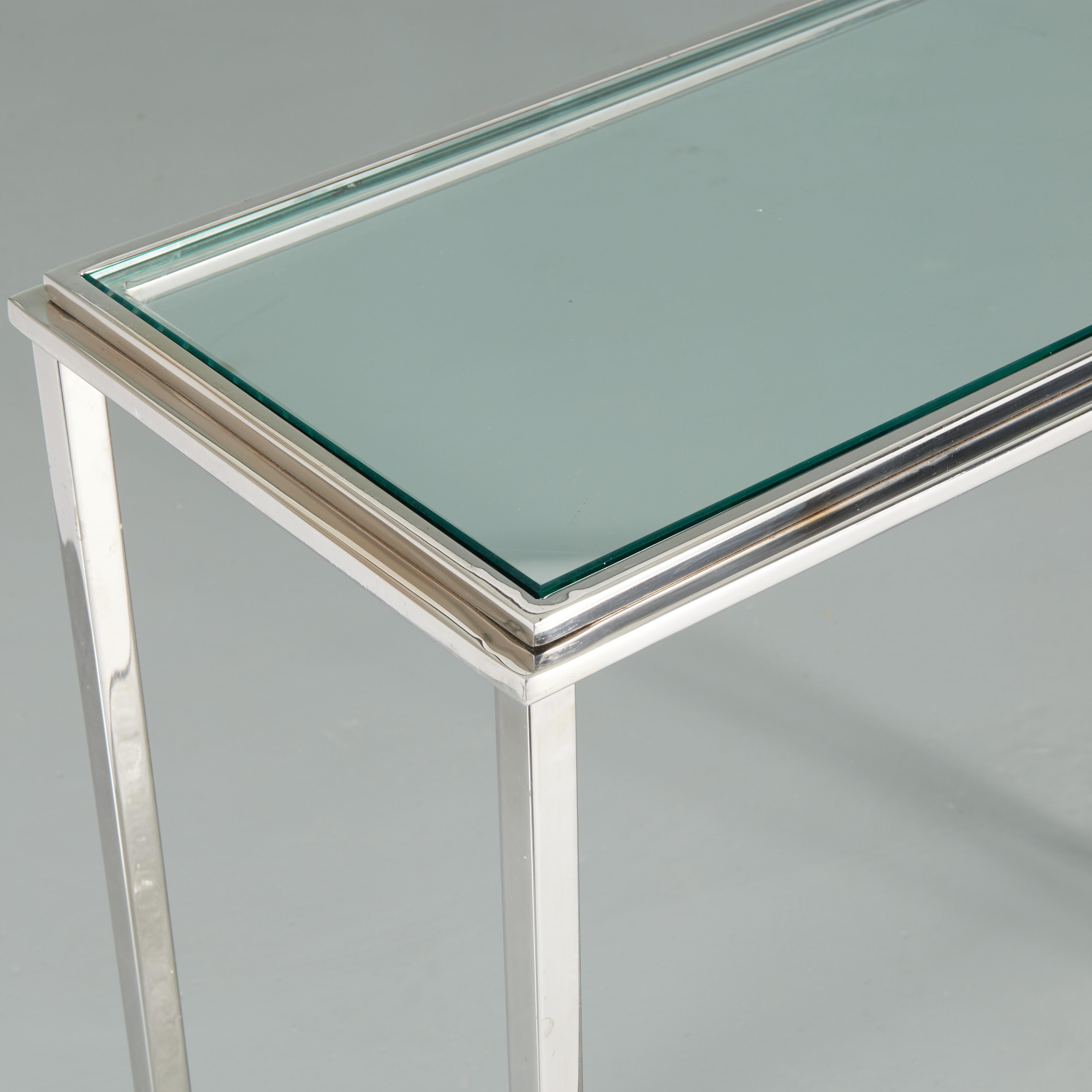 Mid-Century Modern Tommi Parzinger Style Chrome and Glass Console For Sale