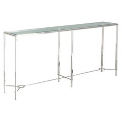Tommi Parzinger Style Chrome and Glass Console