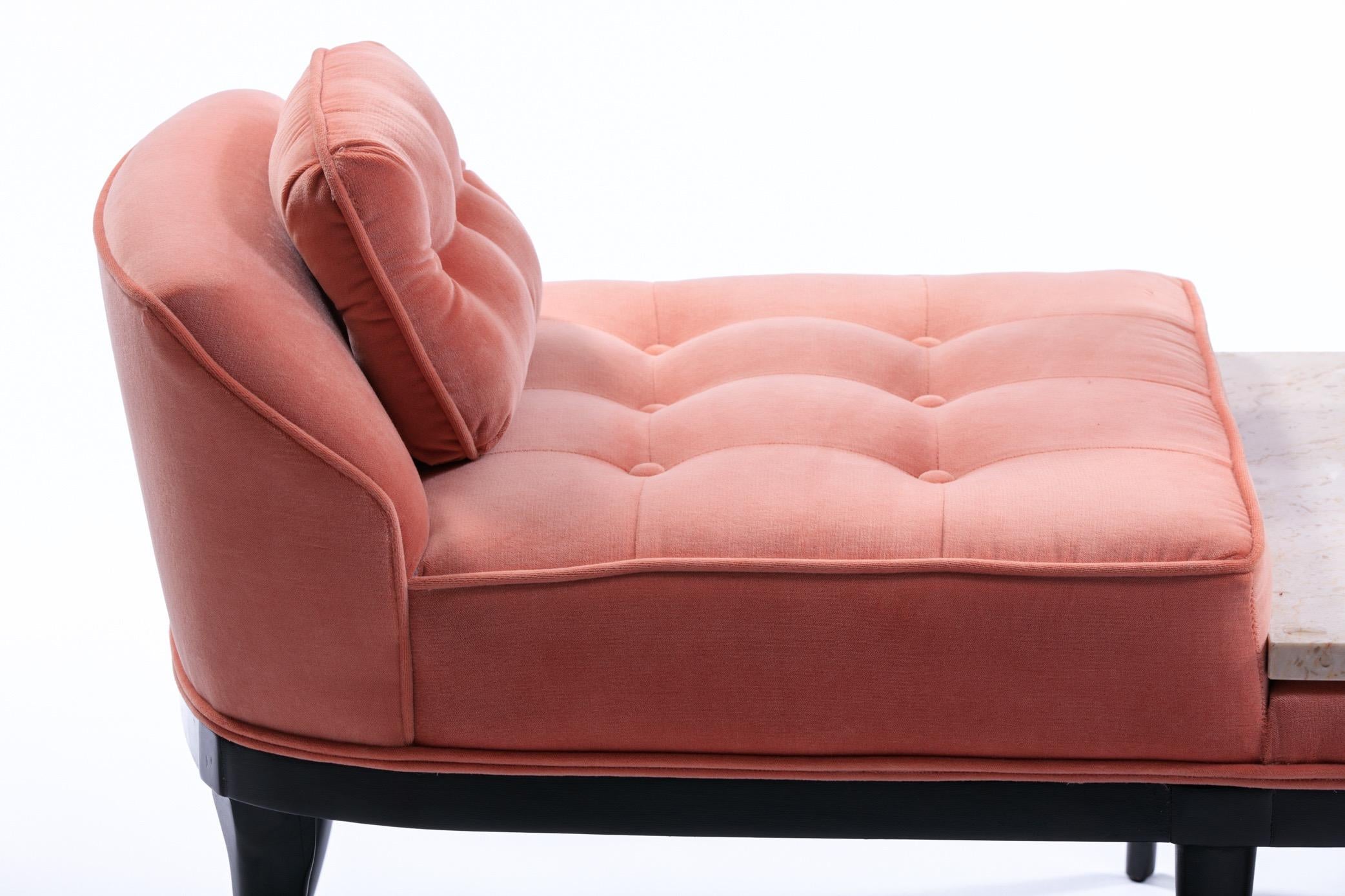 Tommi Parzinger Style Hollywood Regency Gondola Bench in Rosé Velvet, circa 1960 In Good Condition In Saint Louis, MO
