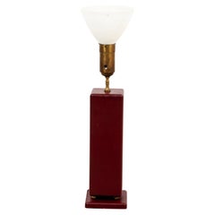 Retro Tommi Parzinger Style Red Leather Table Lamp