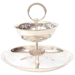 Tommi Parzinger Style Silver Plate Serving Piece Mid-Century Modern Barware