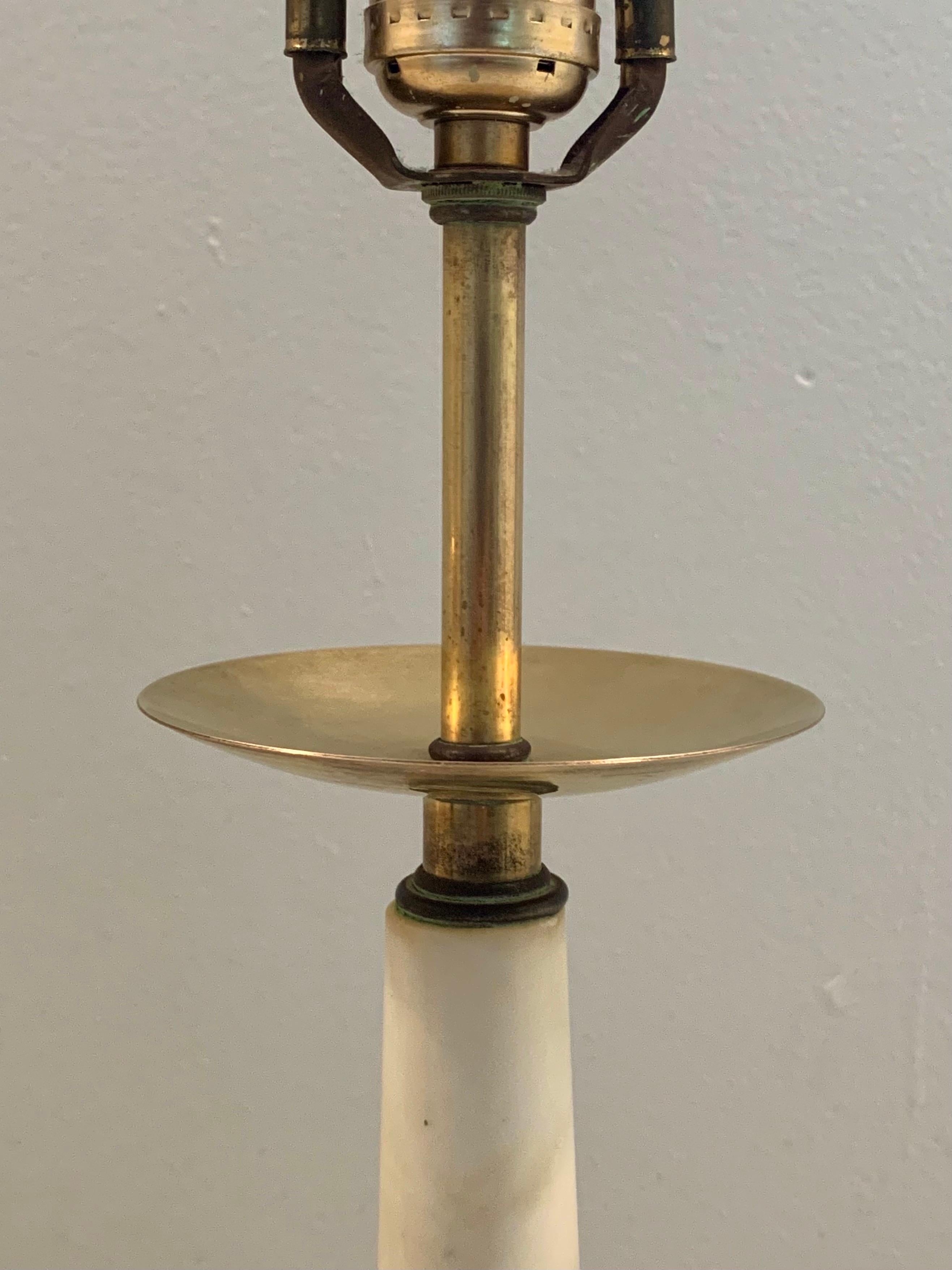 Unknown Tommi Parzinger Style Table Lamps in Marble and Brass, a Pair