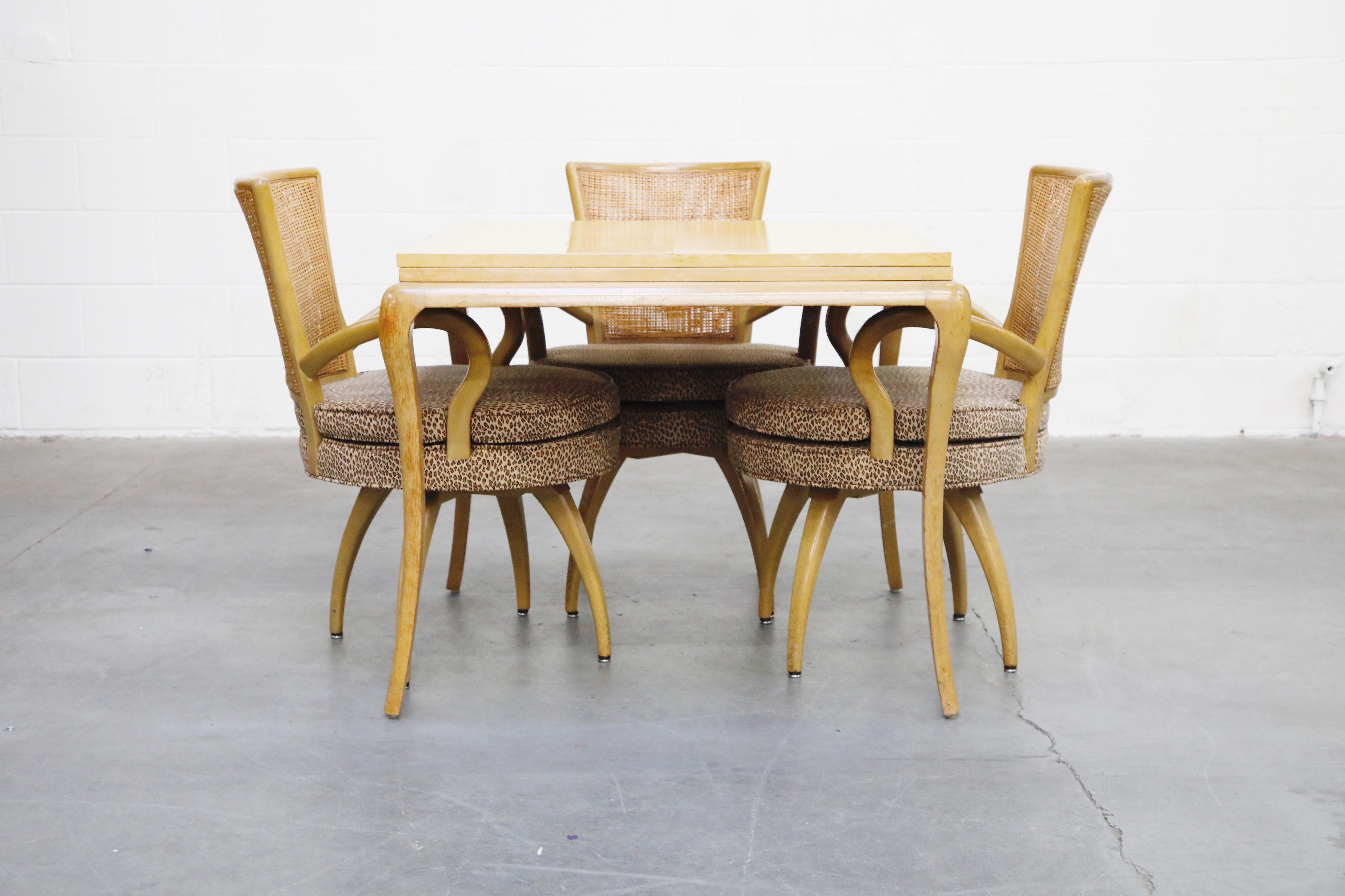 American Tommi Parzinger Styled Expandable Dining Table and Swivel Chairs, circa 1950s