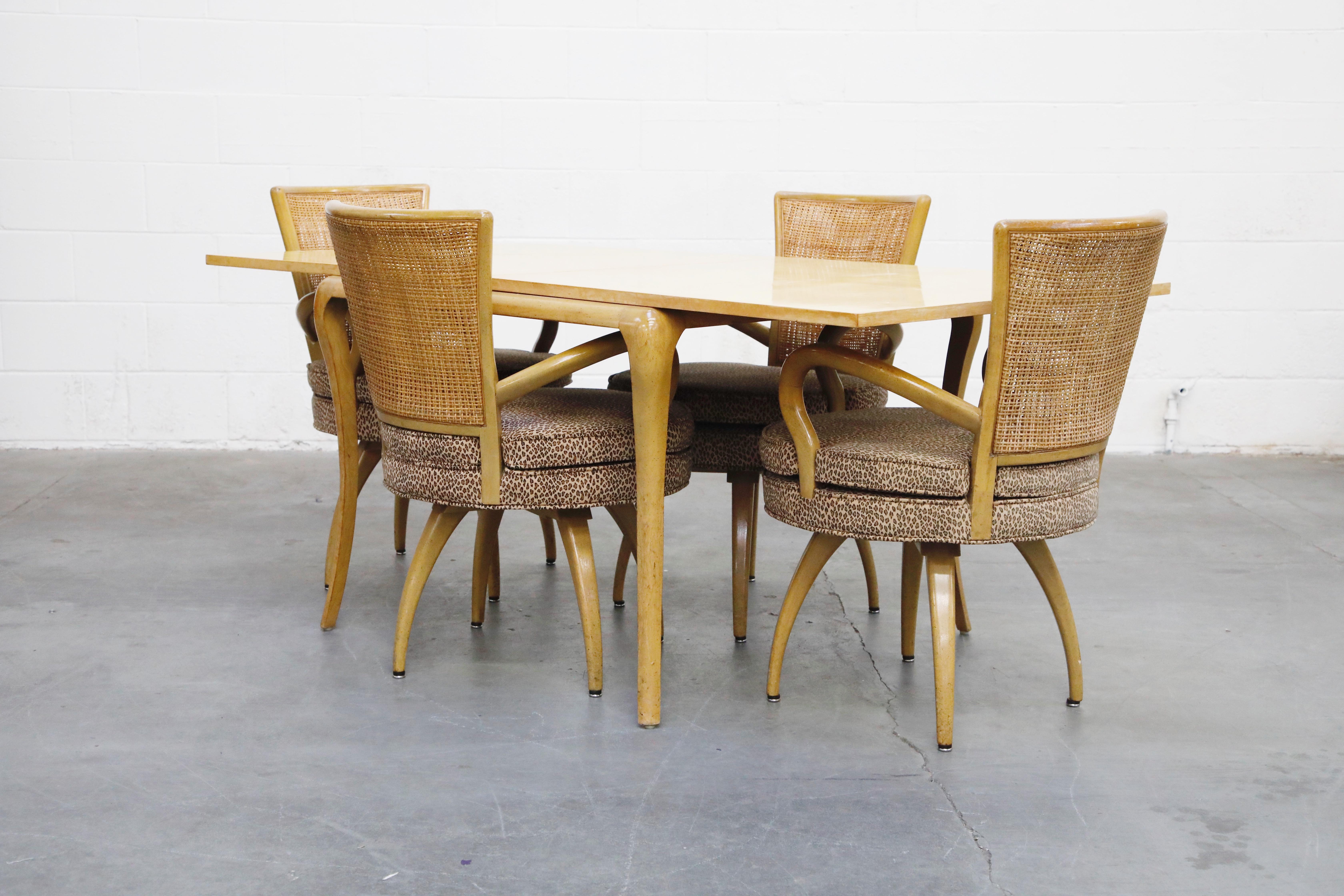 Tommi Parzinger Styled Expandable Dining Table and Swivel Chairs, circa 1950s 1