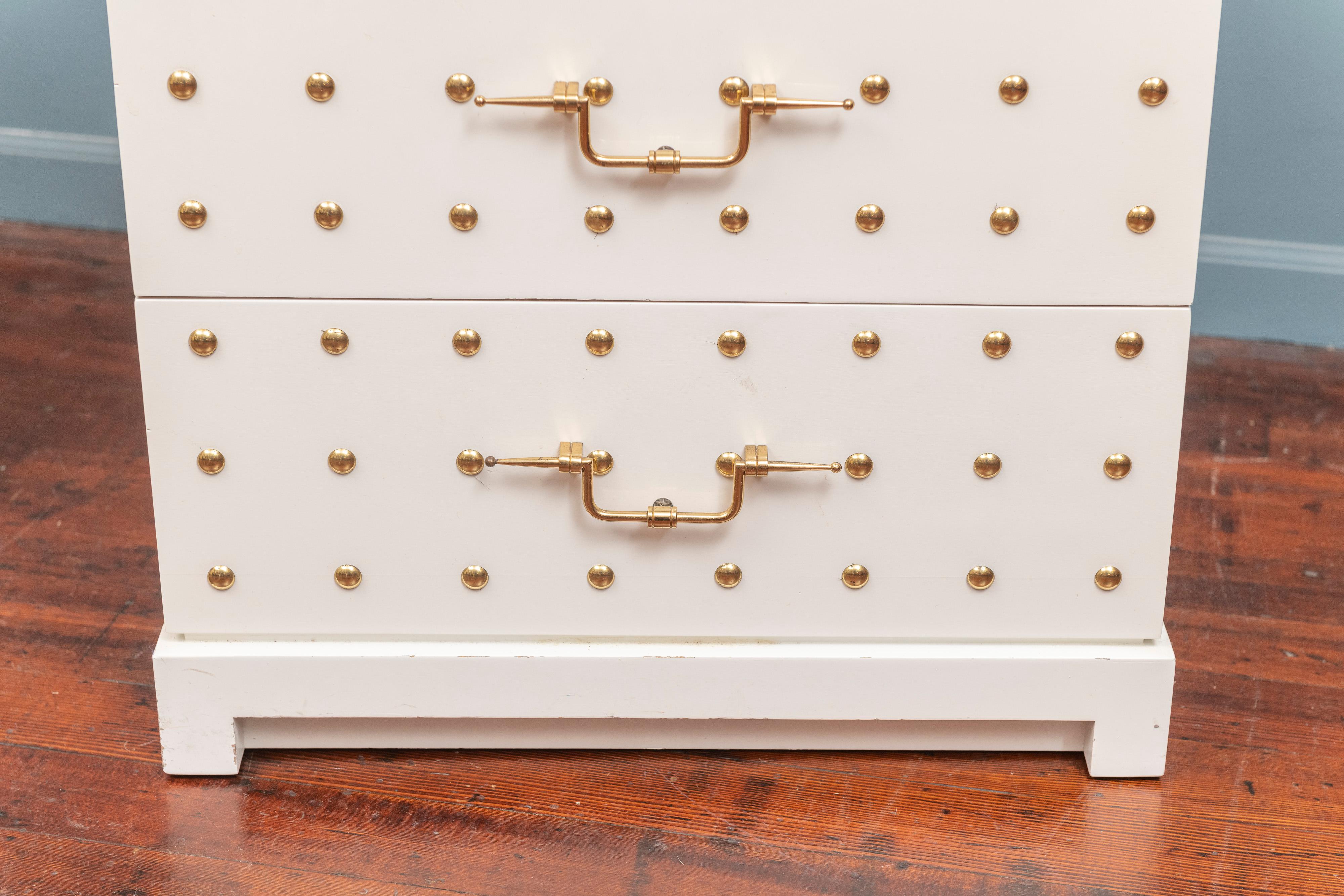 Tommi Parzinger Two-Drawer Studded Dressers 3