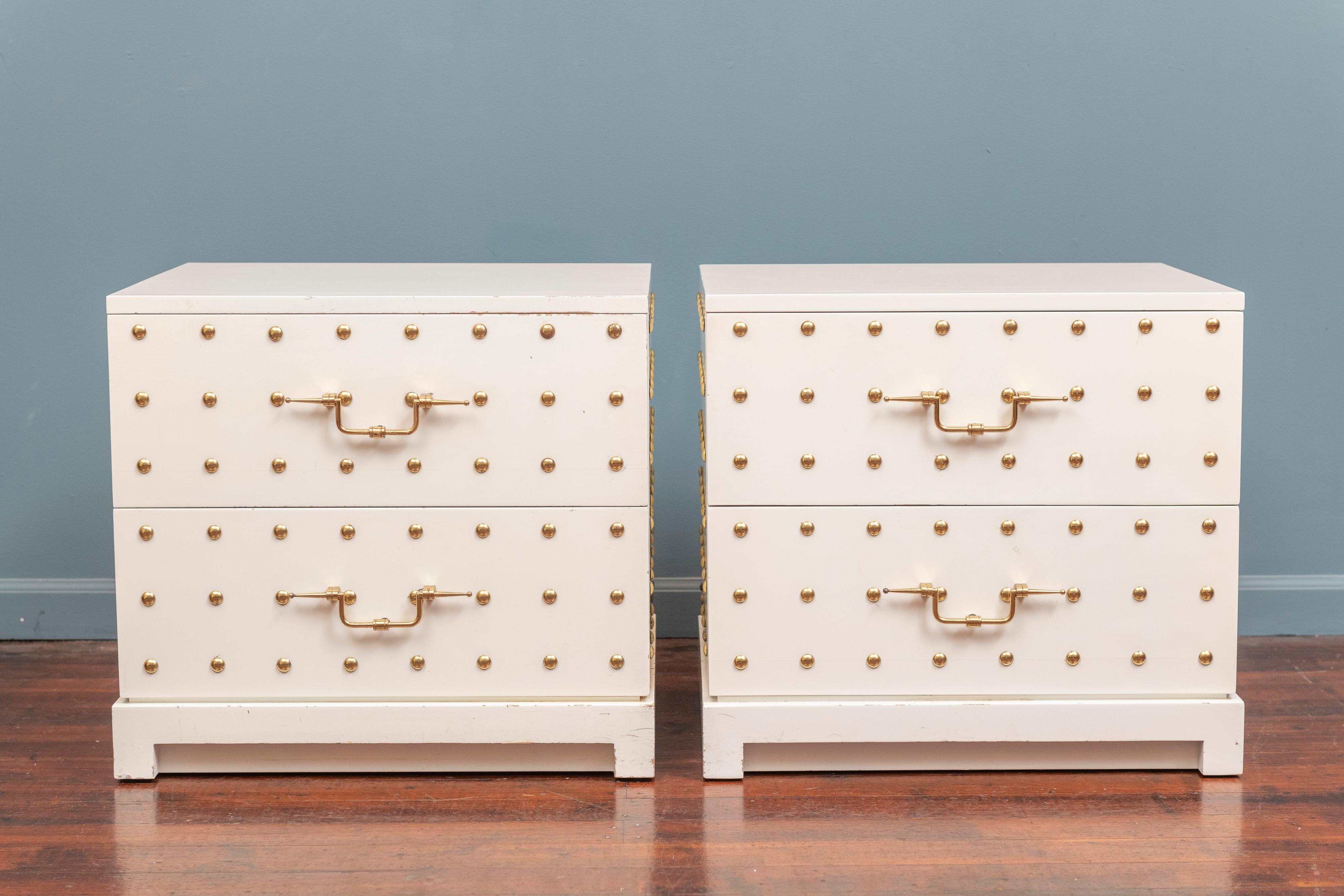 Mid-Century Modern Tommi Parzinger Two-Drawer Studded Dressers