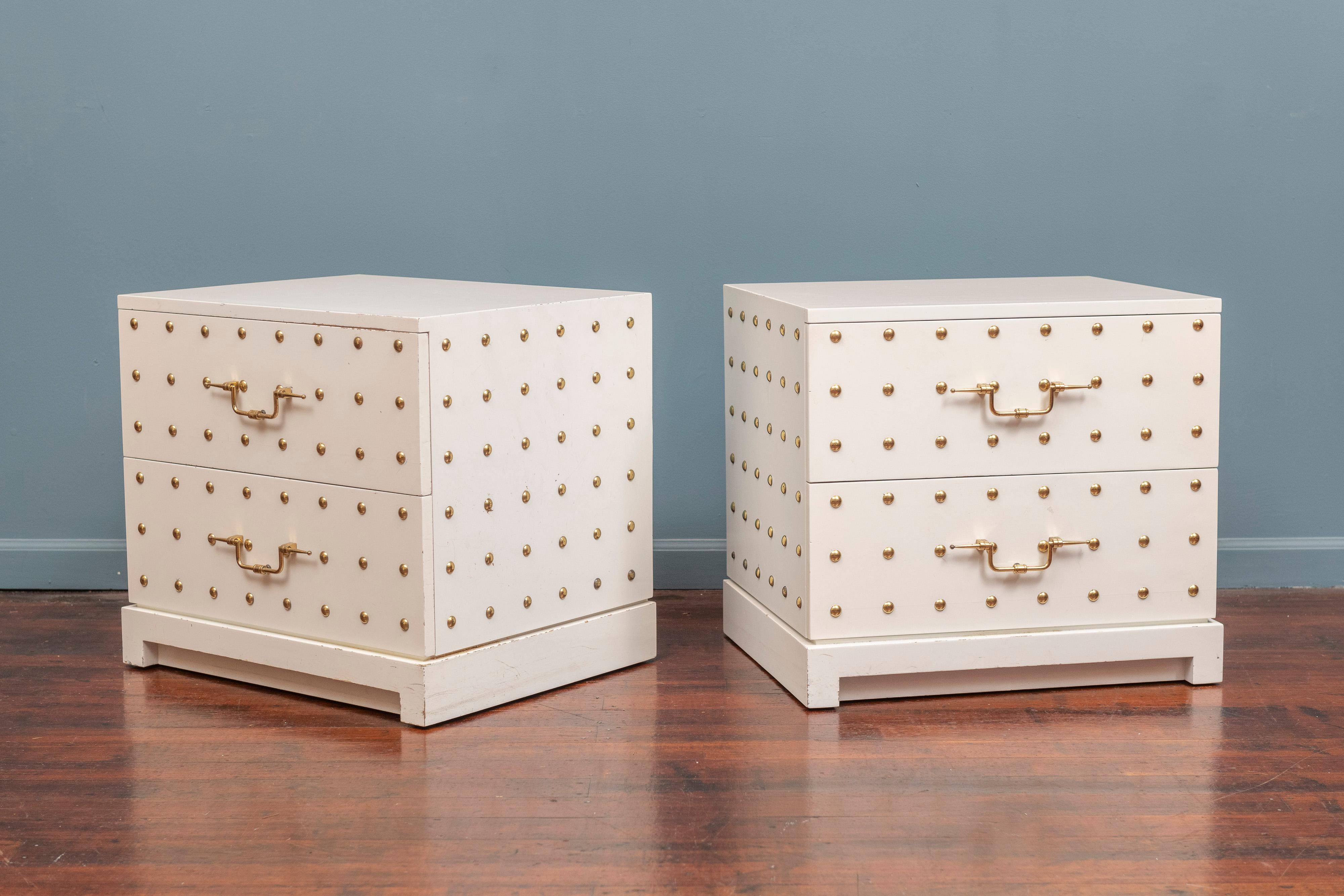 American Tommi Parzinger Two-Drawer Studded Dressers