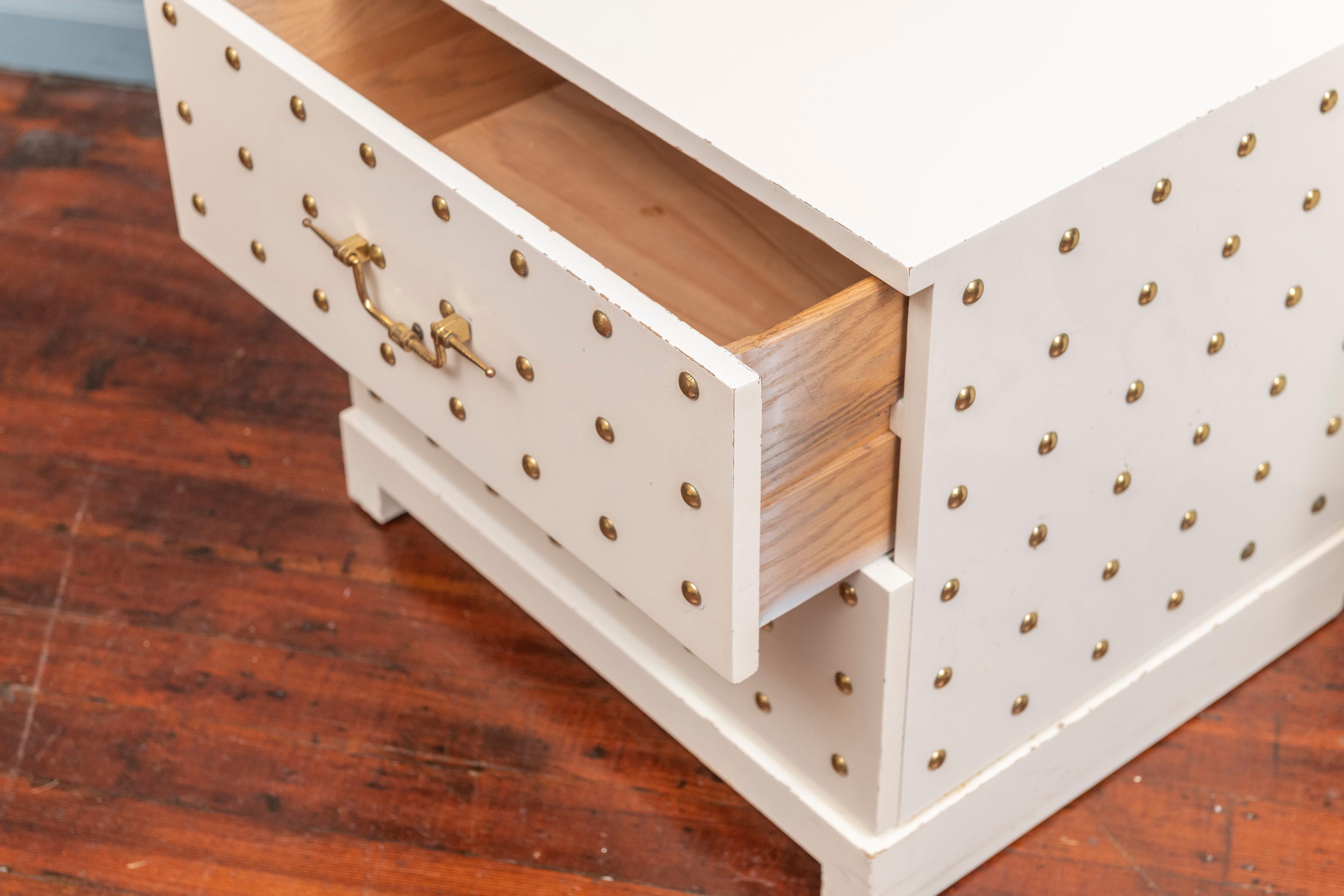 Tommi Parzinger Two-Drawer Studded Dressers In Good Condition In San Francisco, CA