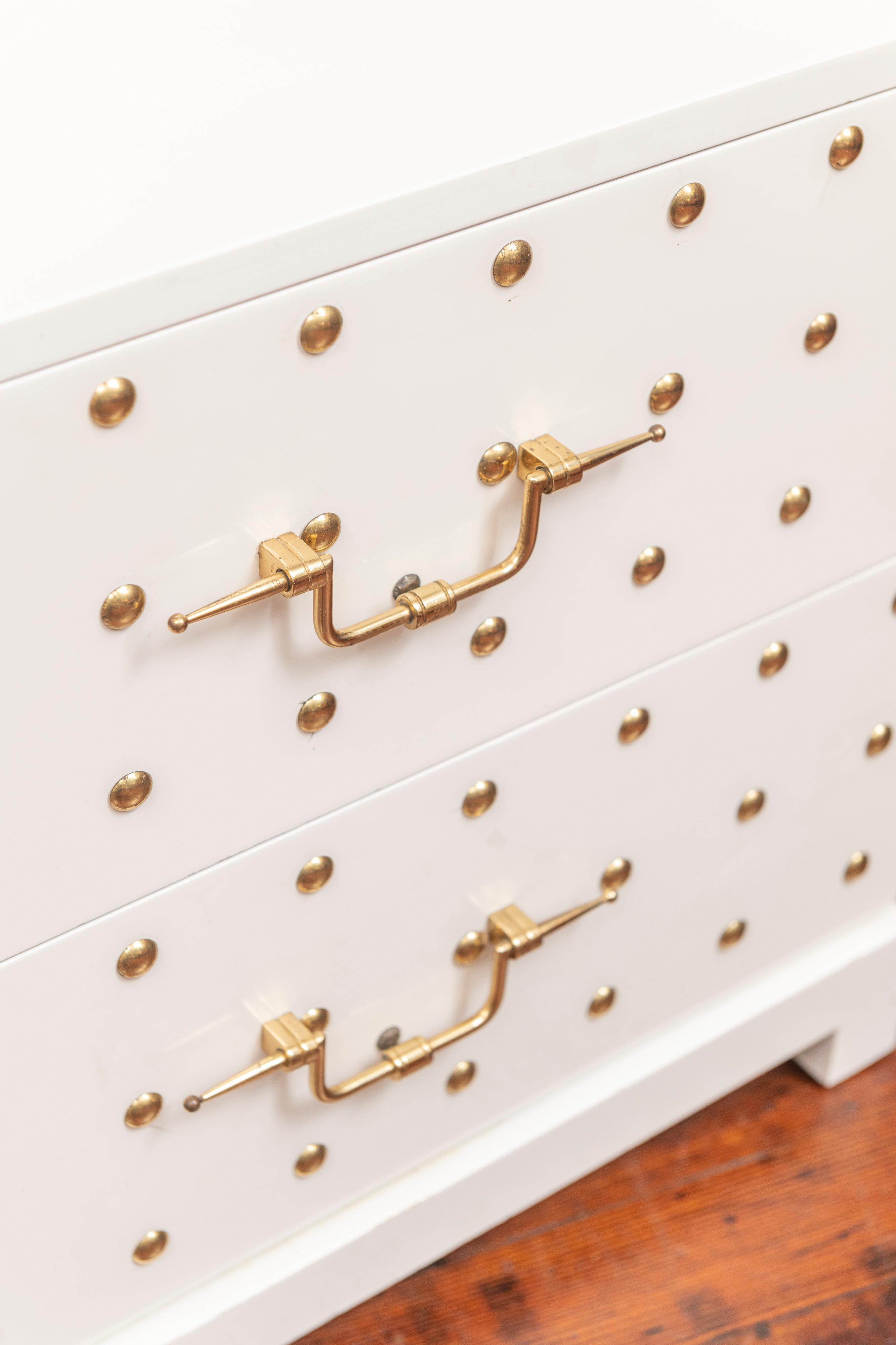 Mid-20th Century Tommi Parzinger Two-Drawer Studded Dressers