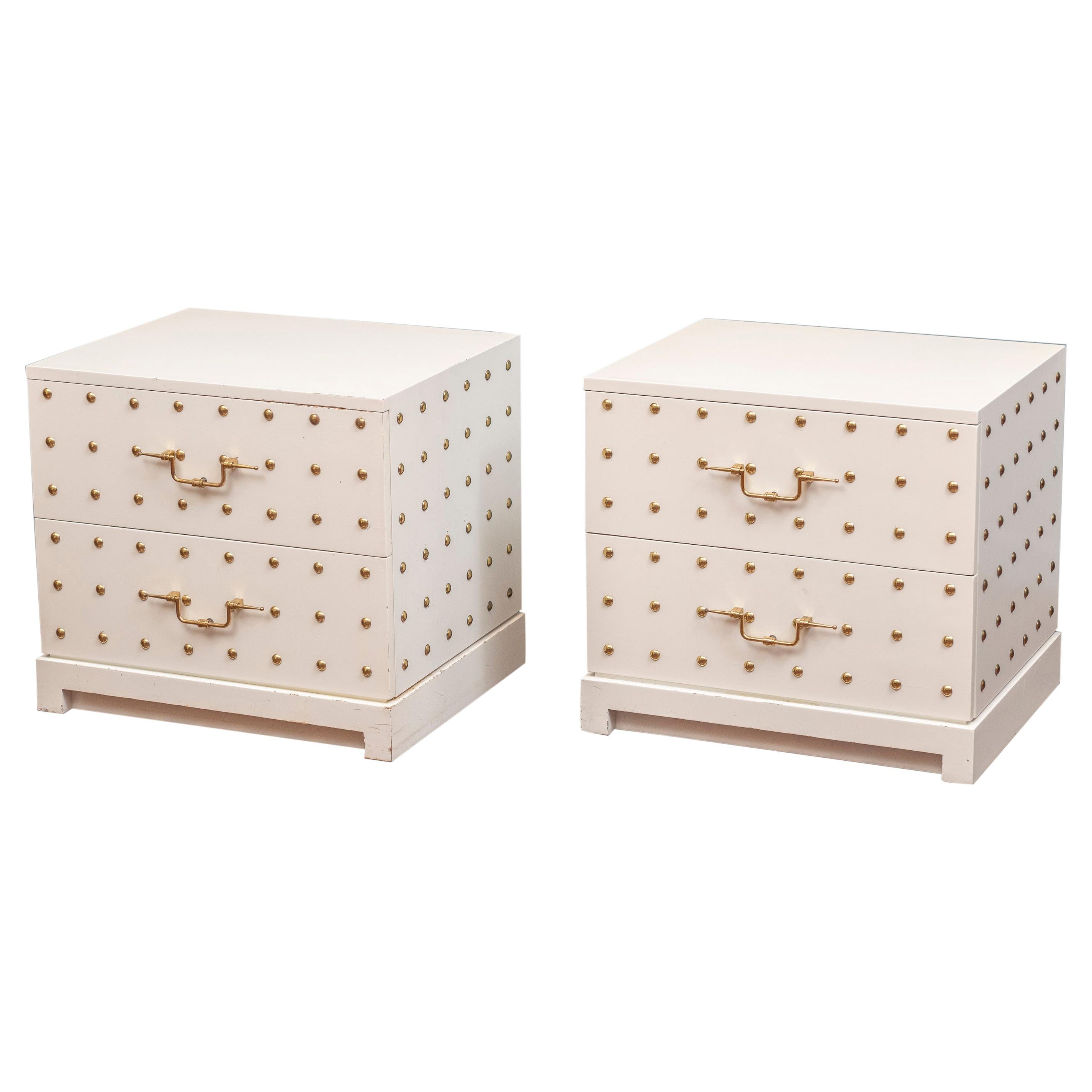 Tommi Parzinger Two-Drawer Studded Dressers