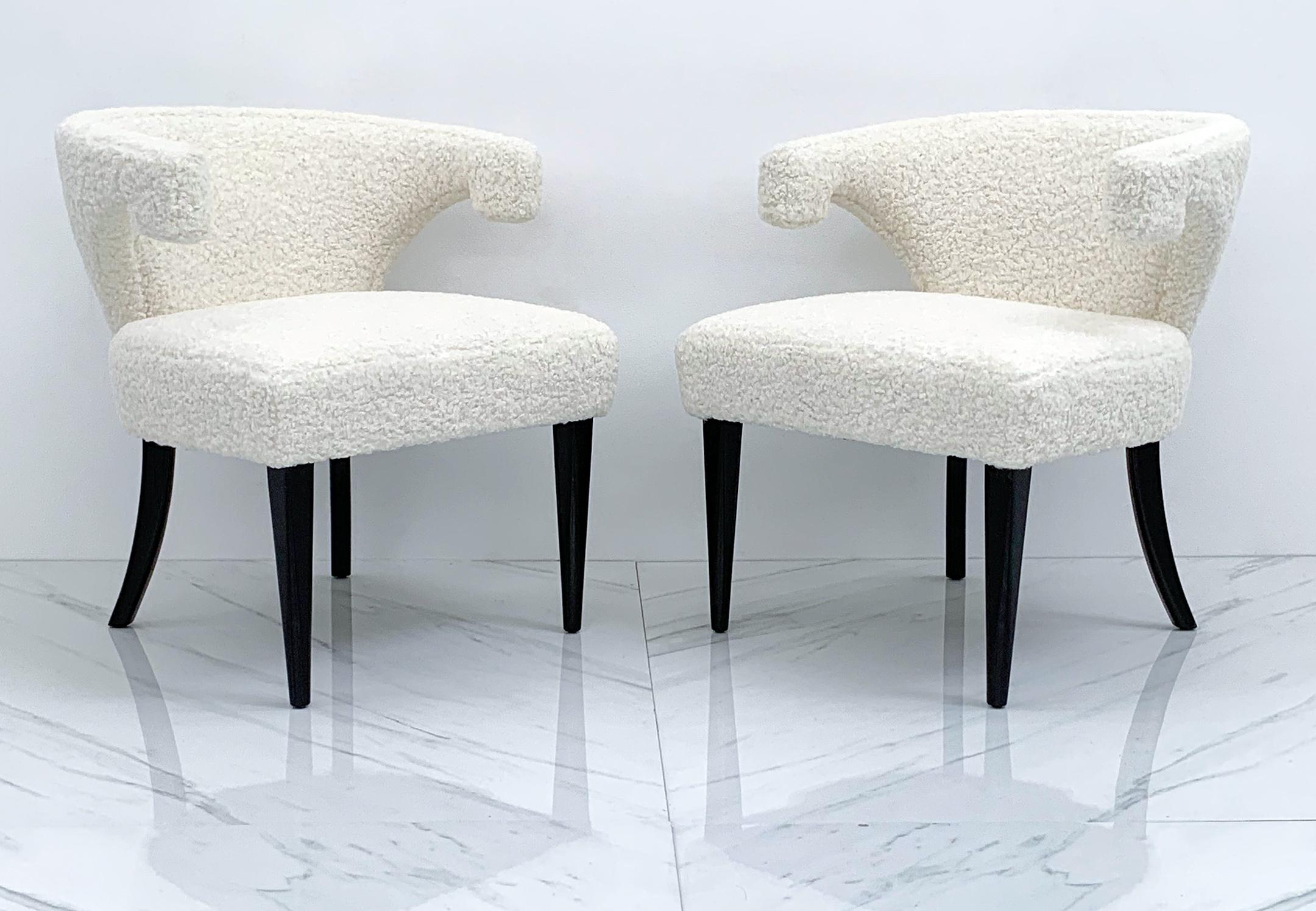 Tommi Parzinger Veronese Klismos Armchairs, a Pair, in White Boucle, 1950's 3