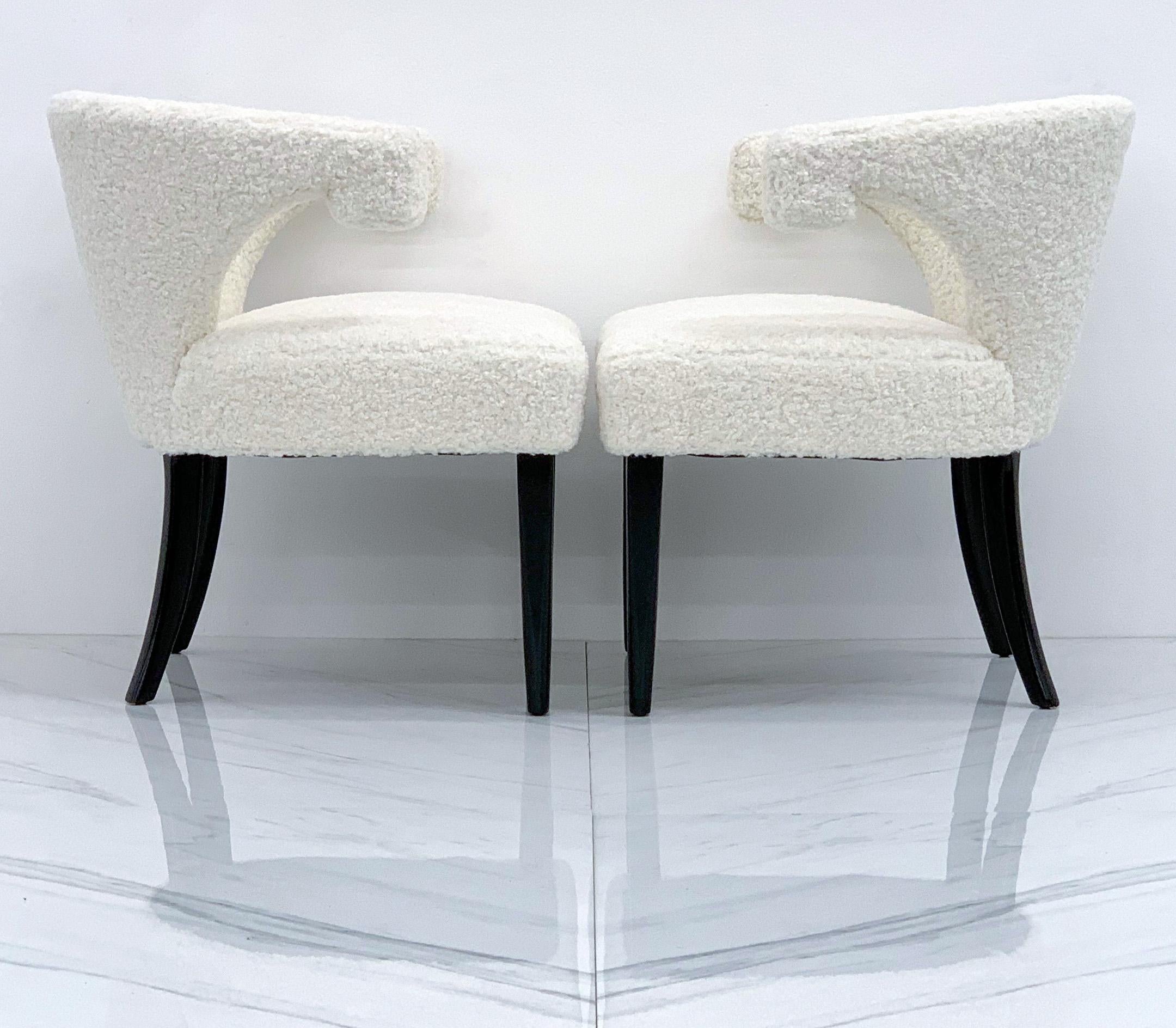 Tommi Parzinger Veronese Klismos Armchairs, a Pair, in White Boucle, 1950's 4