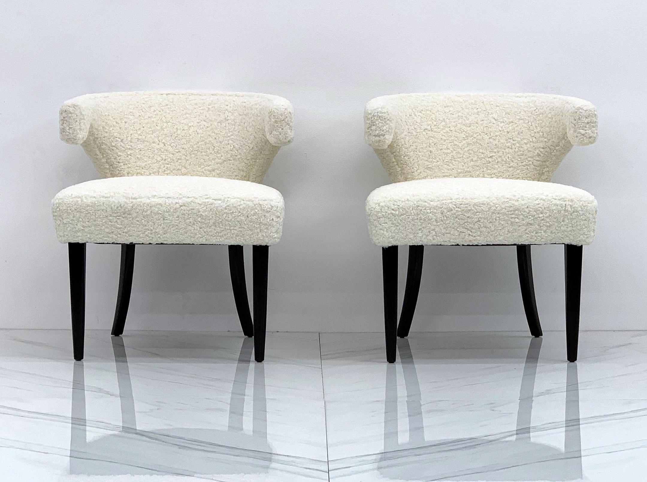 Tommi Parzinger Veronese Klismos Armchairs, a Pair, in White Boucle, 1950's In Good Condition In Culver City, CA