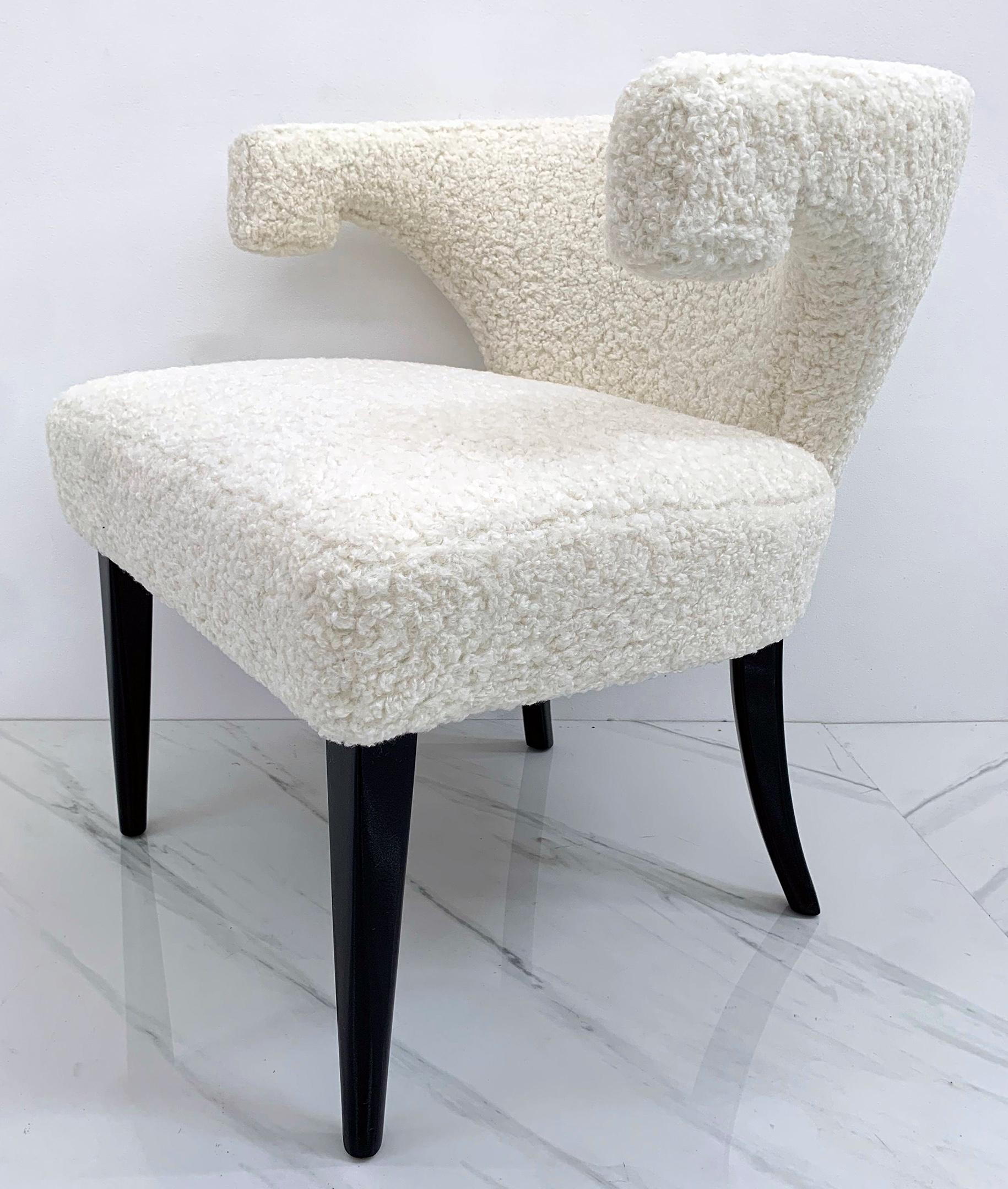 Tommi Parzinger Veronese Klismos Armchairs, a Pair, in White Boucle, 1950's 2