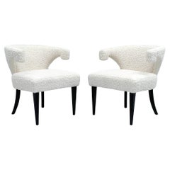 Tommi Parzinger Veronese Klismos Armchairs, a Pair, in White Boucle, 1950's