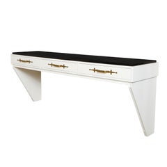 Tommi Parzinger Wall-Mounted Console Table with Inset Marble Top 1960s 'Signed'