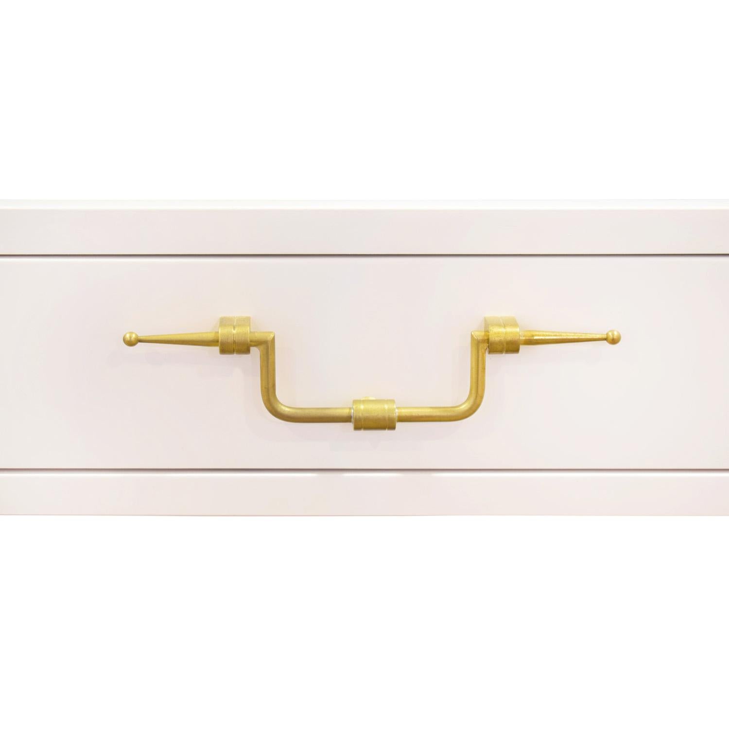 American Tommi Parzinger Wall Mounted White Lacquer Console Table 1950s For Sale